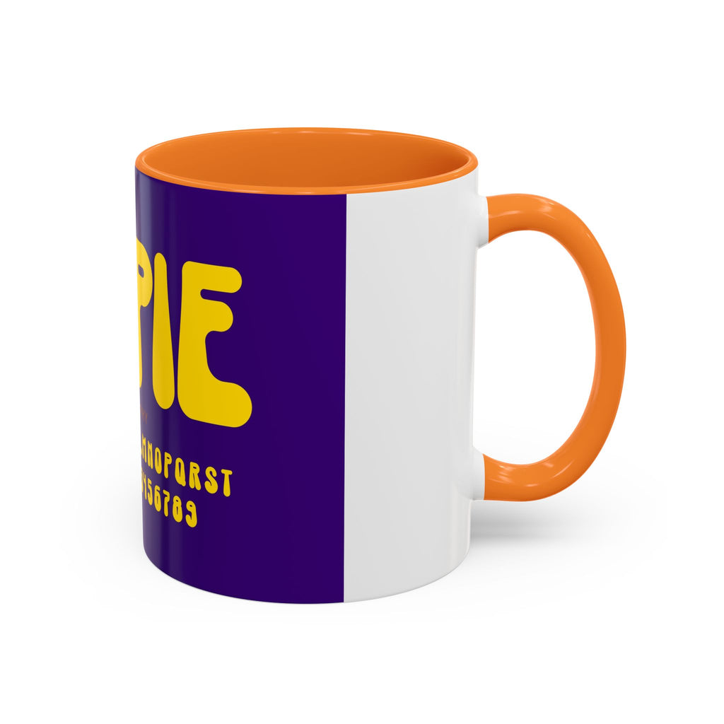 Hippie Typography Mug | Retro 70s Bubble Letters, Purple Yellow 11oz 15oz