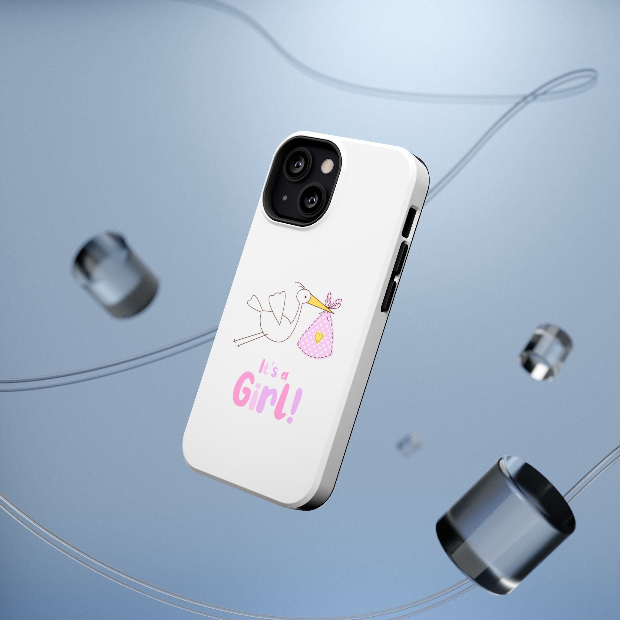 Phone Case - "It's a Girl!" Stork Baby Announcement Impact-Resistant Case