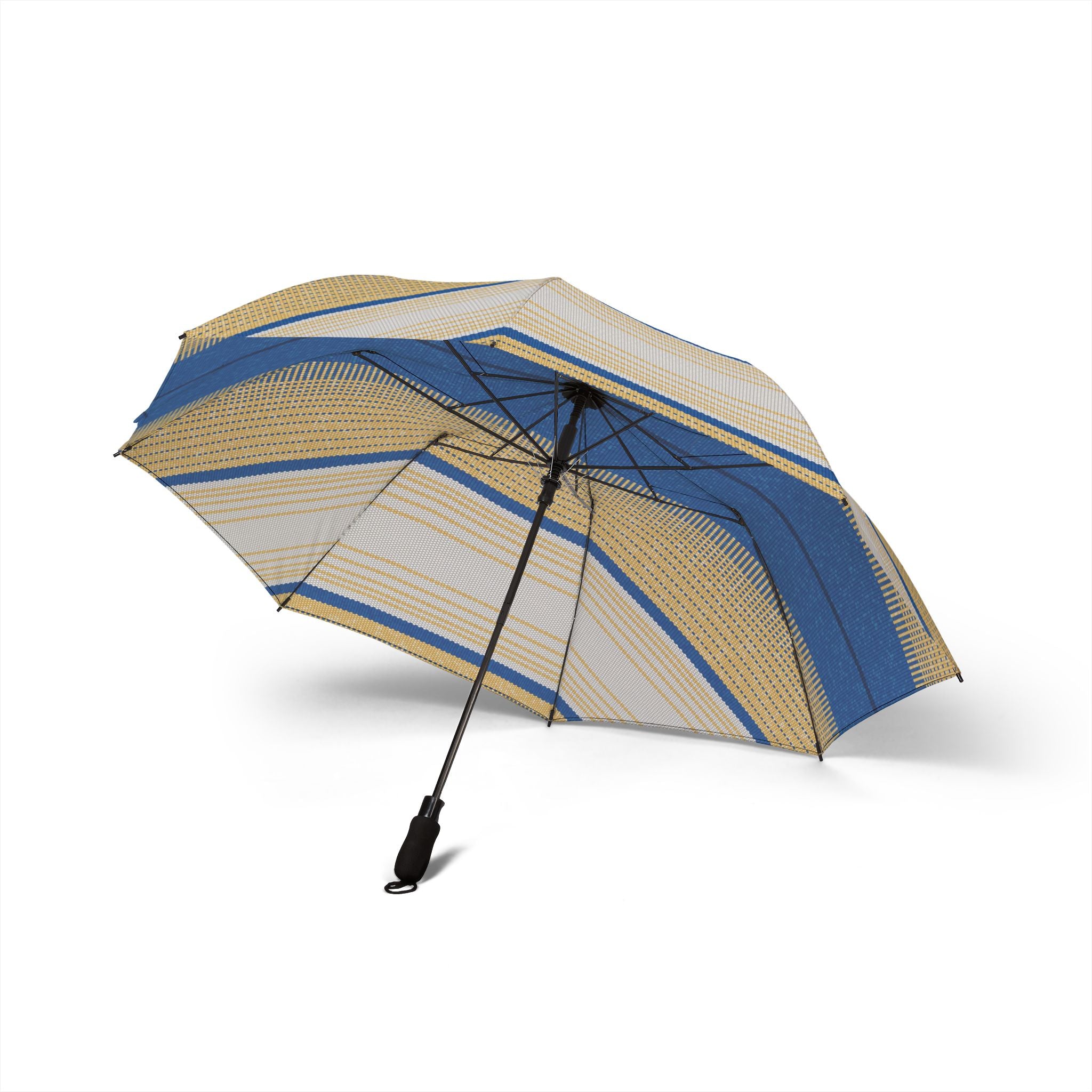 Blue and Beige Striped Pattern Umbrella | Foldable Rain Umbrella