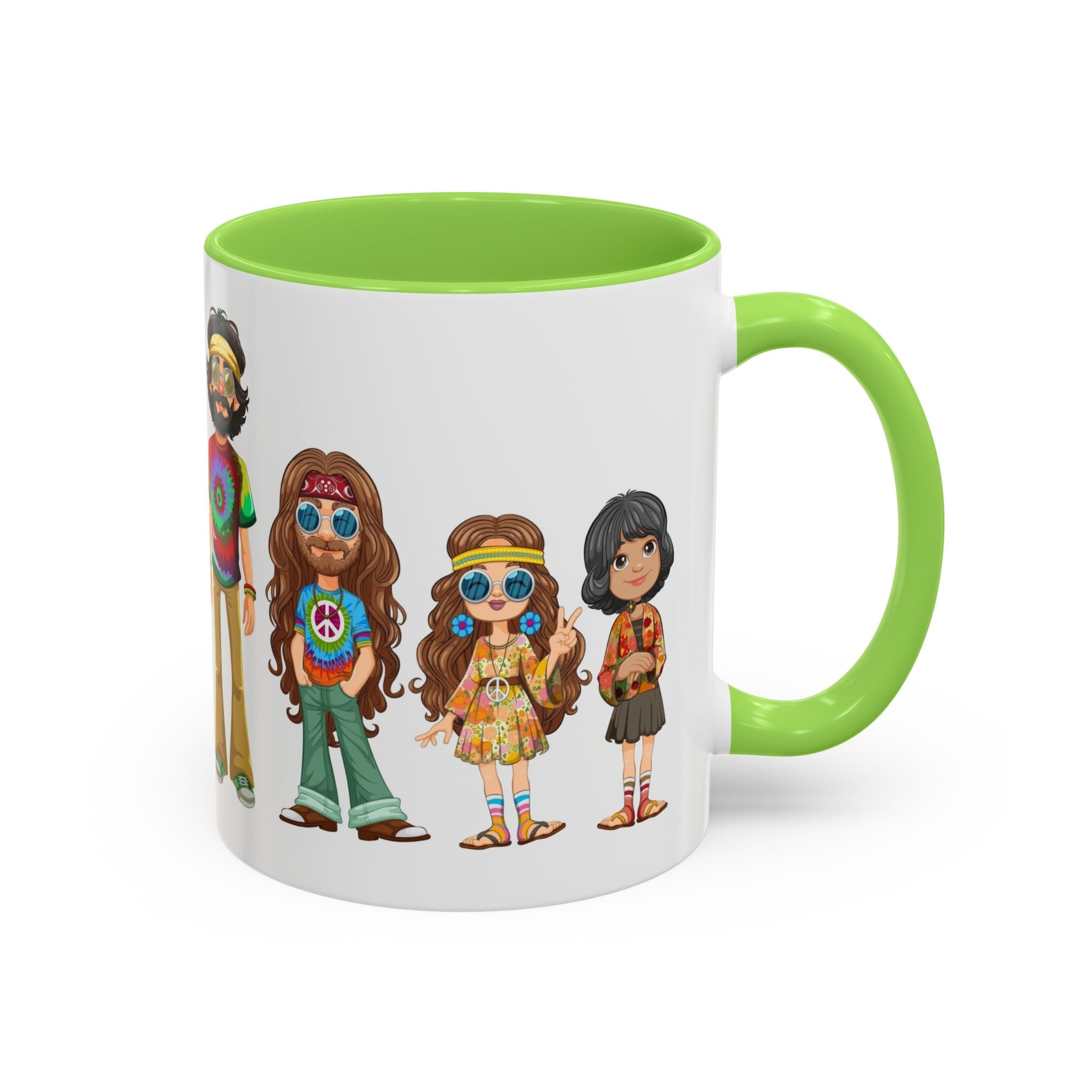 Retro Hippie Characters Mug | 11oz or 15oz Color Accent Ceramic