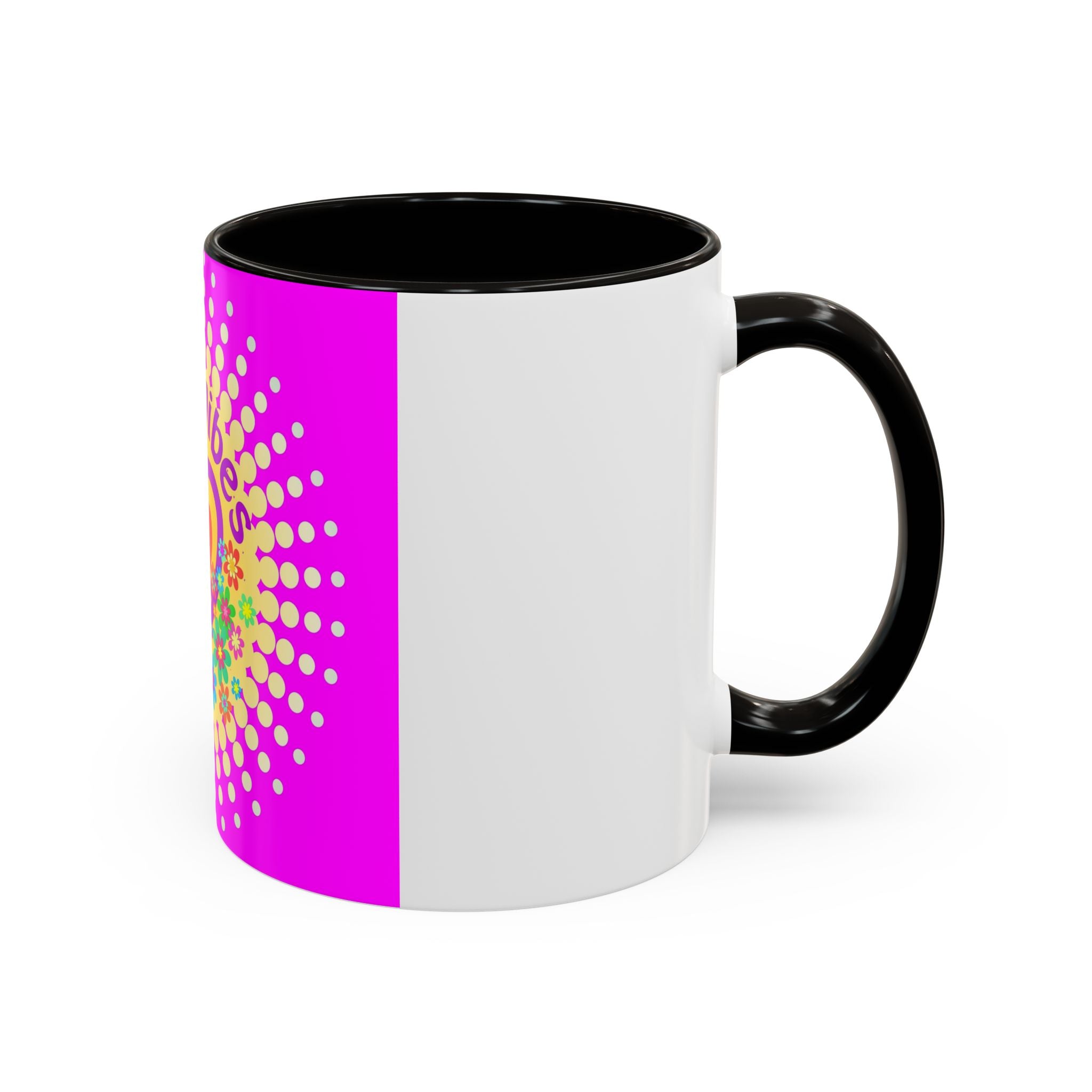 Good Vibes Peace Heart Floral Mug | Colorful 11oz 15oz Ceramic