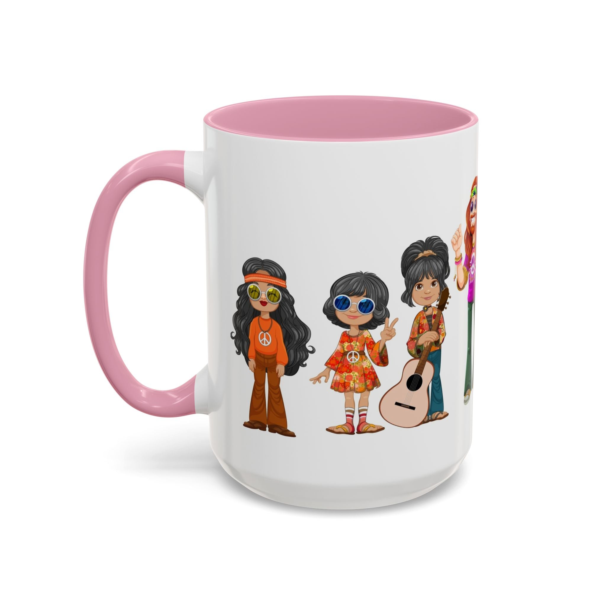 Retro Hippie Characters Mug | 11oz or 15oz Color Accent Ceramic