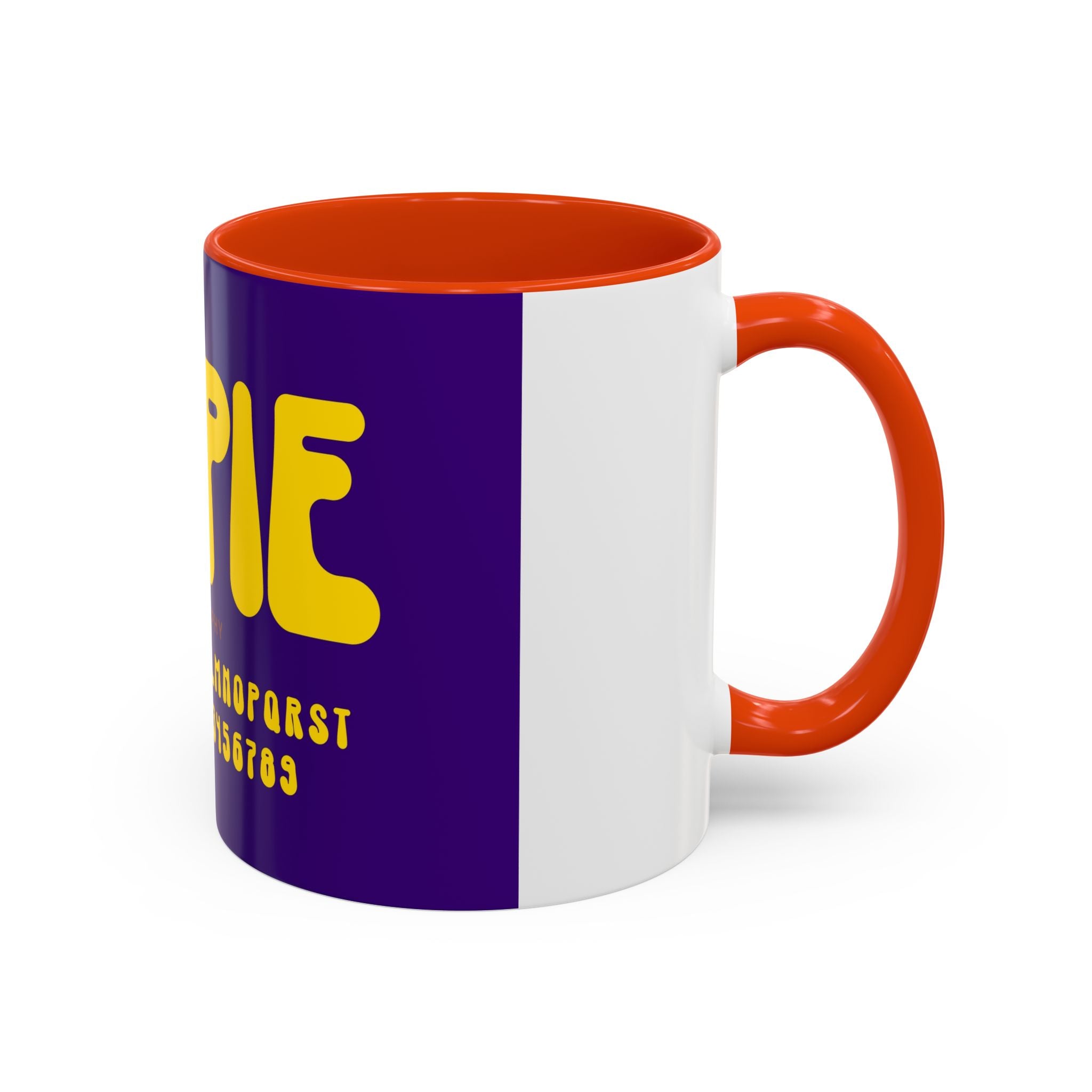 Hippie Typography Mug | Retro 70s Bubble Letters, Purple Yellow 11oz 15oz