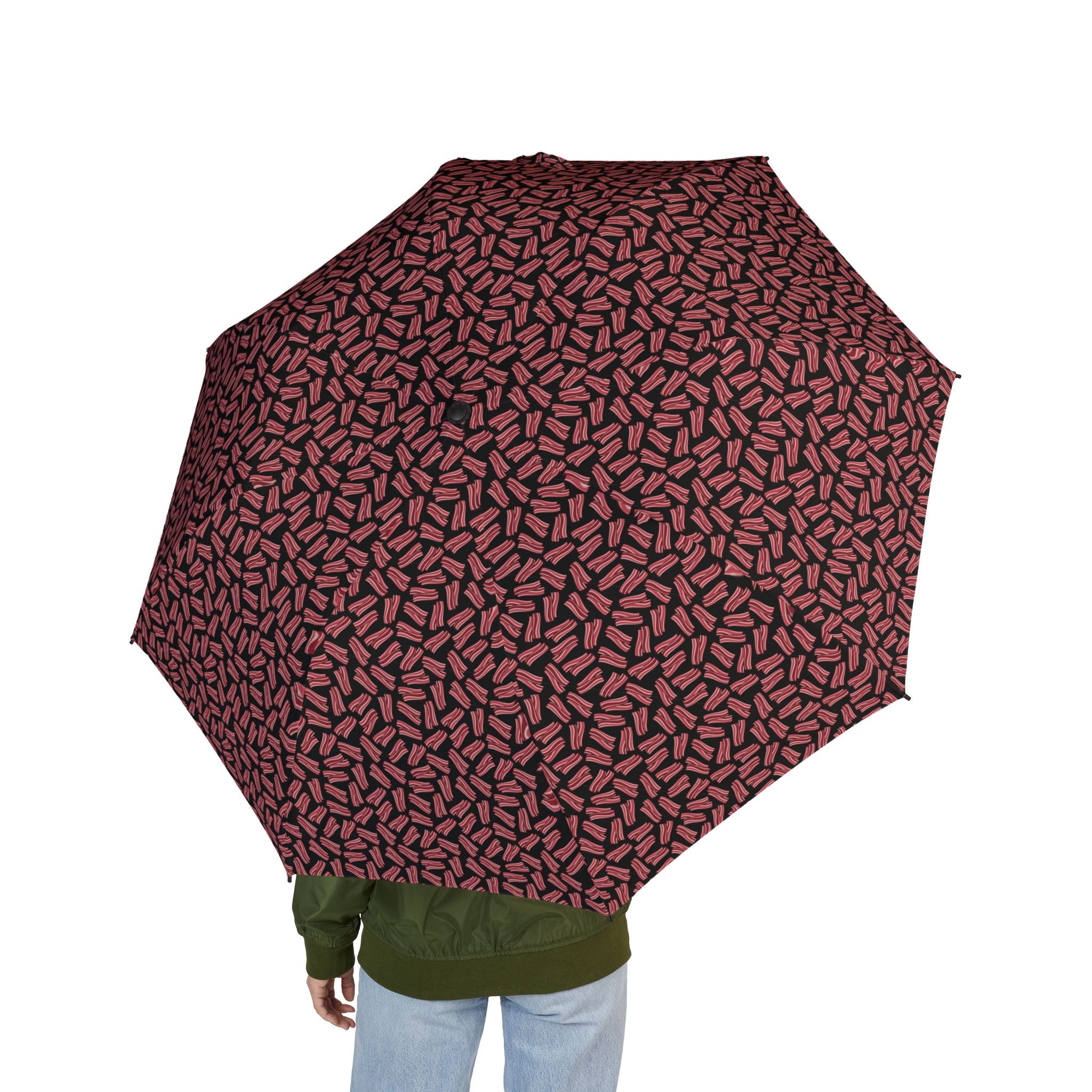 Maroon Leaf Pattern Umbrella | Foldable Compact Rain Umbrella
