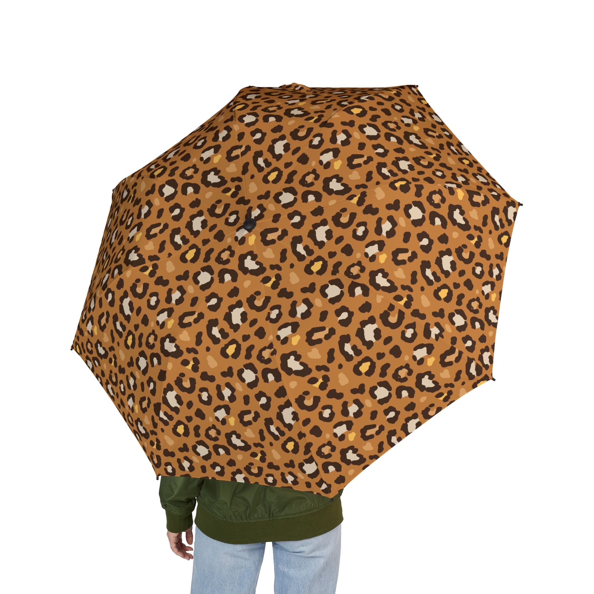 Leopard Print Foldable Umbrella | Compact Travel Rain Umbrella