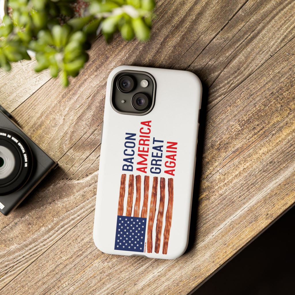 Bacon American Great Again phone case | patriotic bacon flag iPhone case