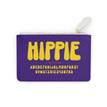Hippie Typography Mini Clutch Bag | Retro Yellow Letters on Purple
