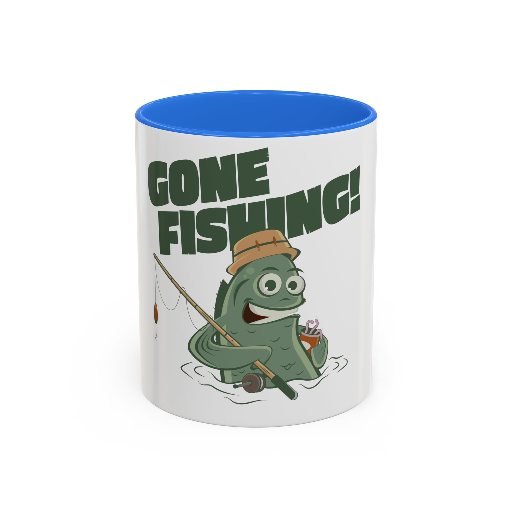 Gone Fishing fish character Mug | 11oz 15oz colorful ceramic