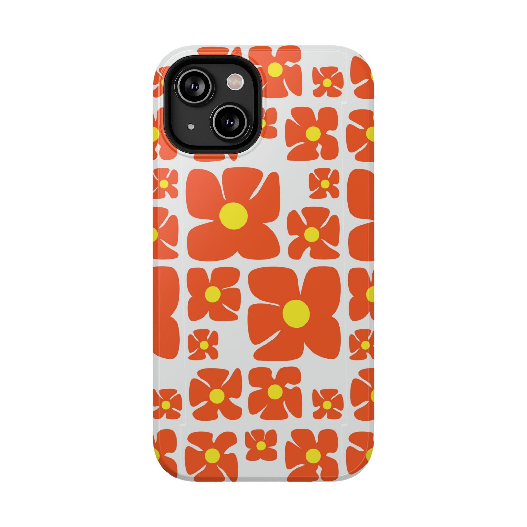 Retro Orange Floral Phone Case | Impact-Resistant Case
