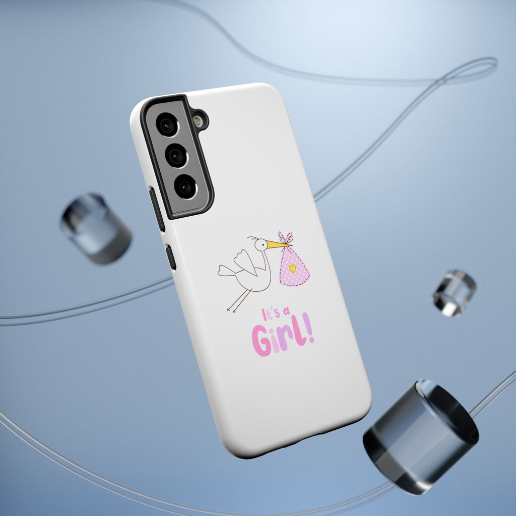 Phone Case - "It's a Girl!" Stork Baby Announcement Impact-Resistant Case