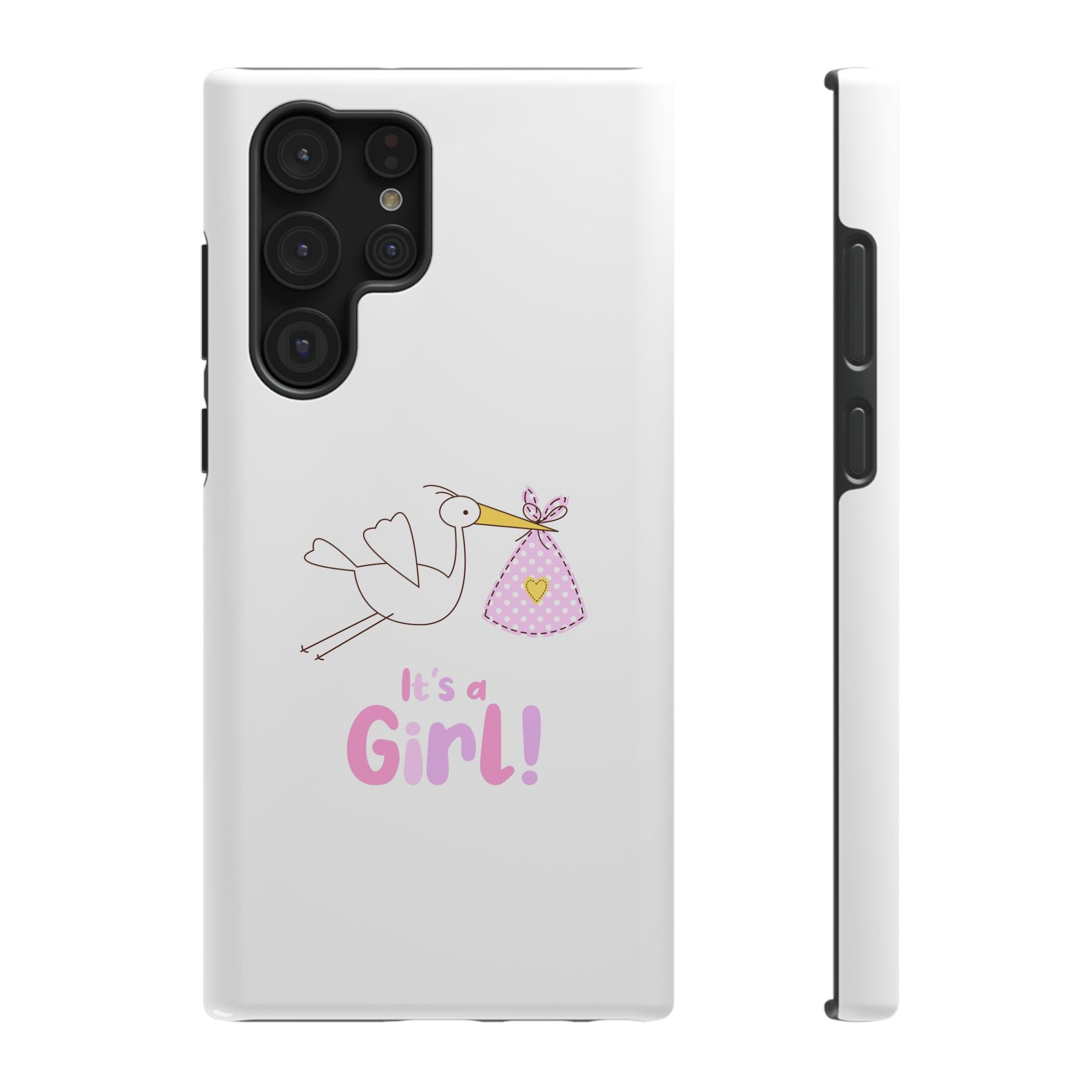 Phone Case - "It's a Girl!" Stork Baby Announcement Impact-Resistant Case