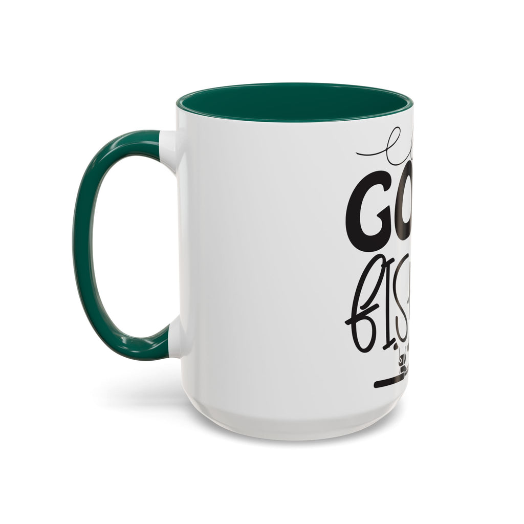 Gone Fishing mug | Fishing typography coffee mug, black handle and rim