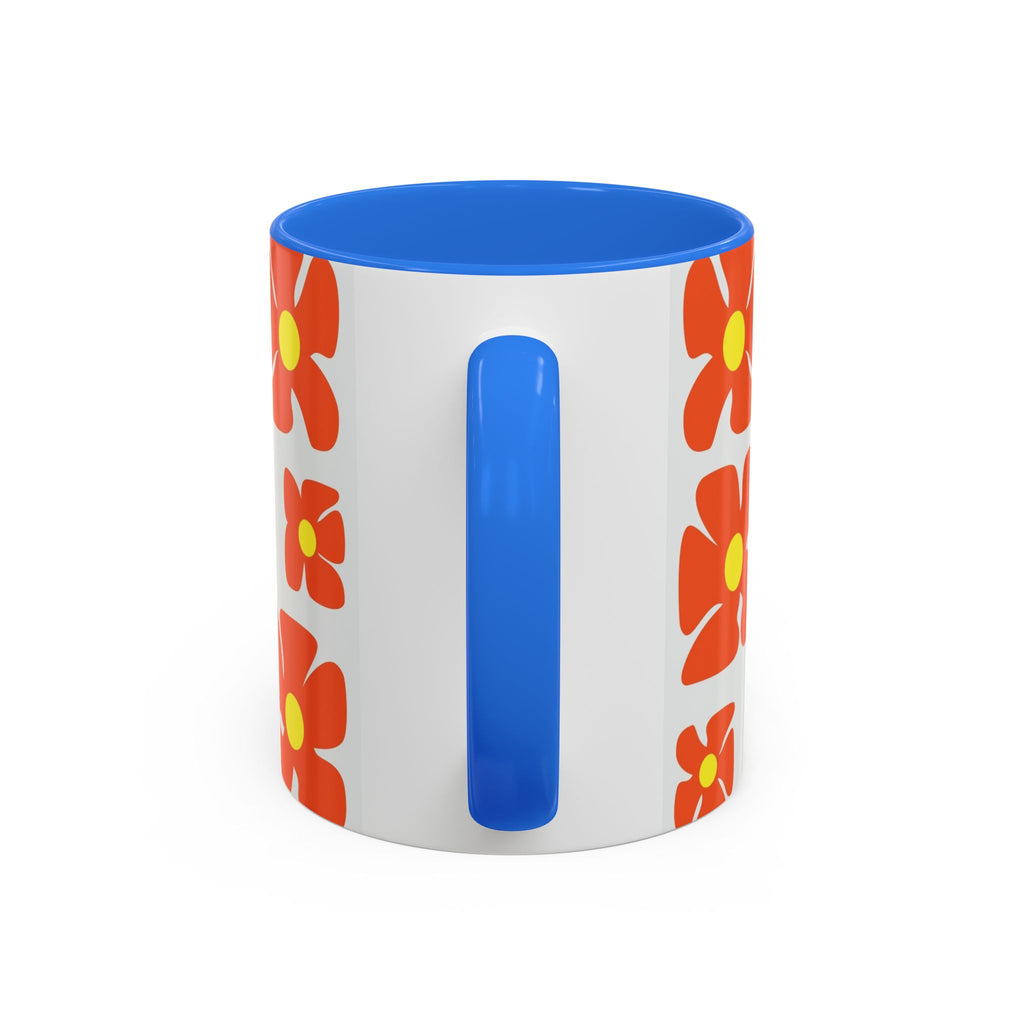 Retro Orange Flower Pattern Mug | 11oz 15oz Colorful Ceramic