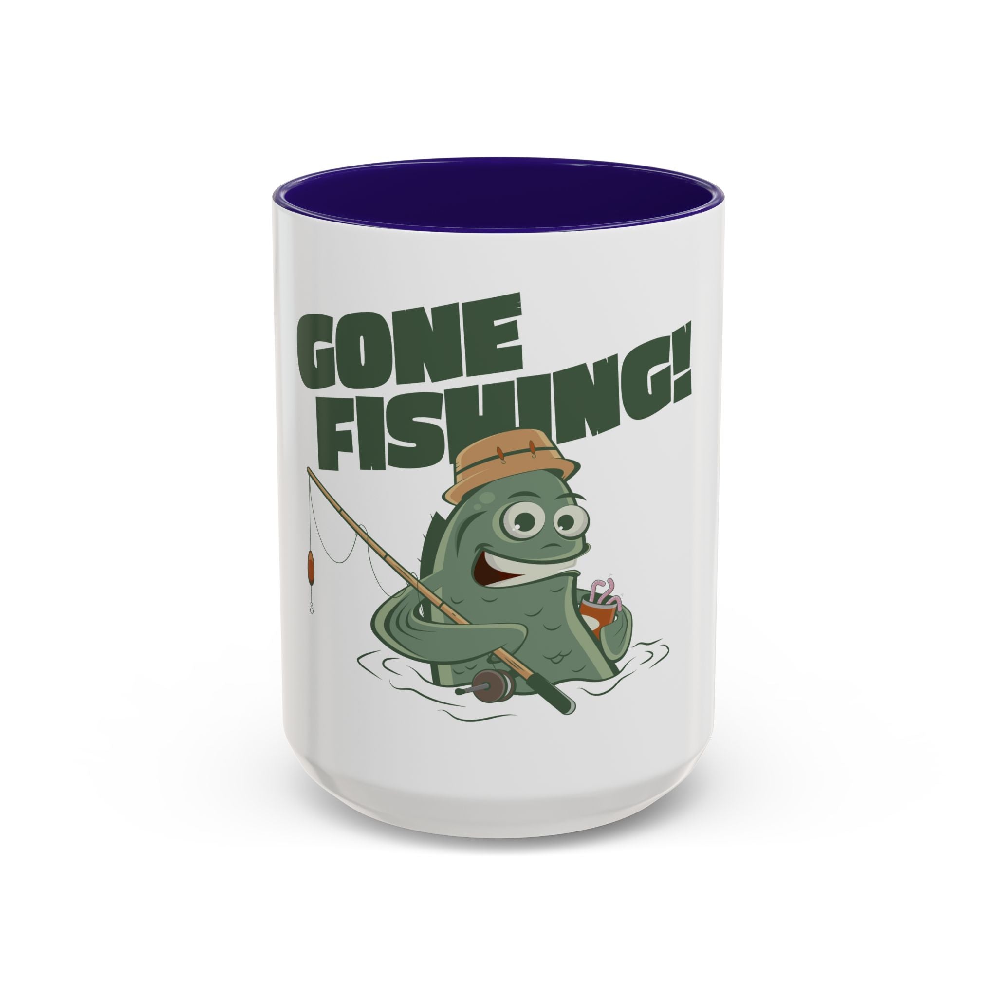 Gone Fishing fish character Mug | 11oz 15oz colorful ceramic