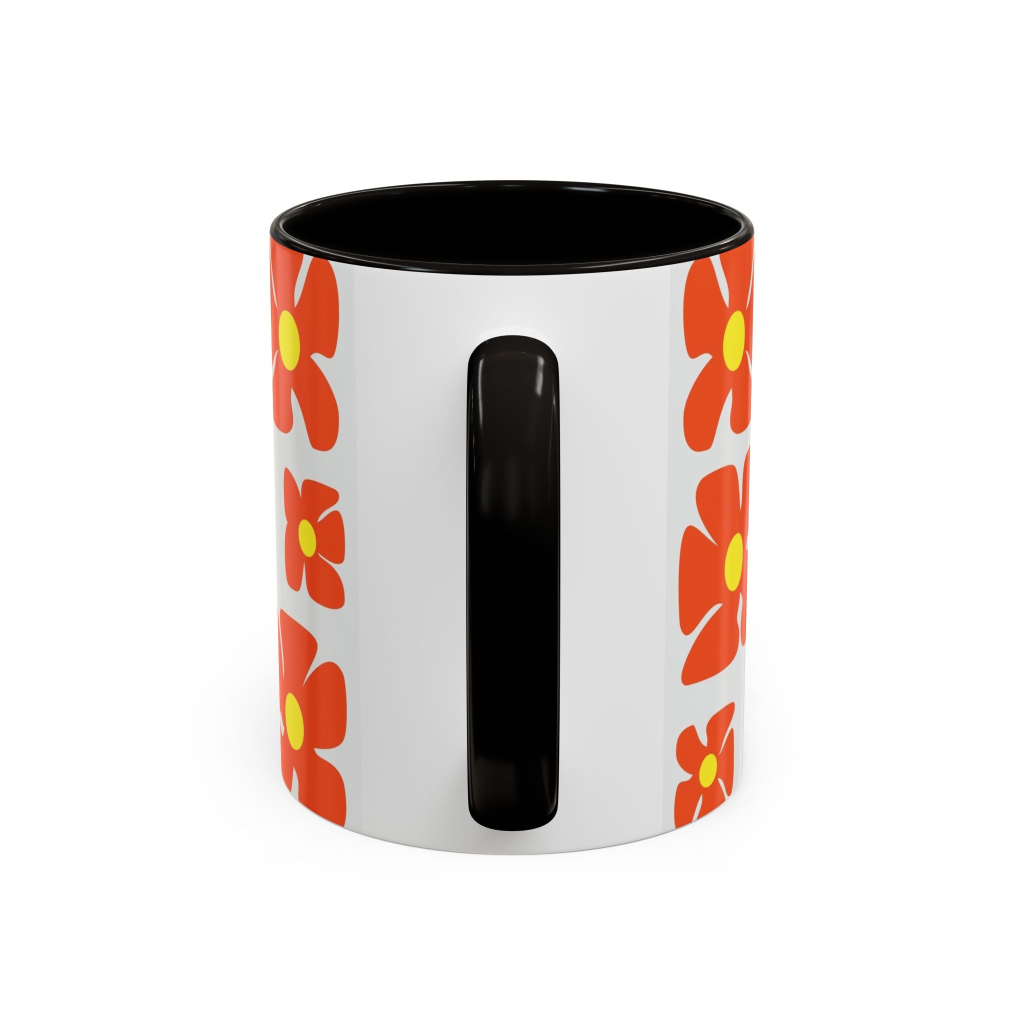 Retro Orange Flower Pattern Mug | 11oz 15oz Colorful Ceramic