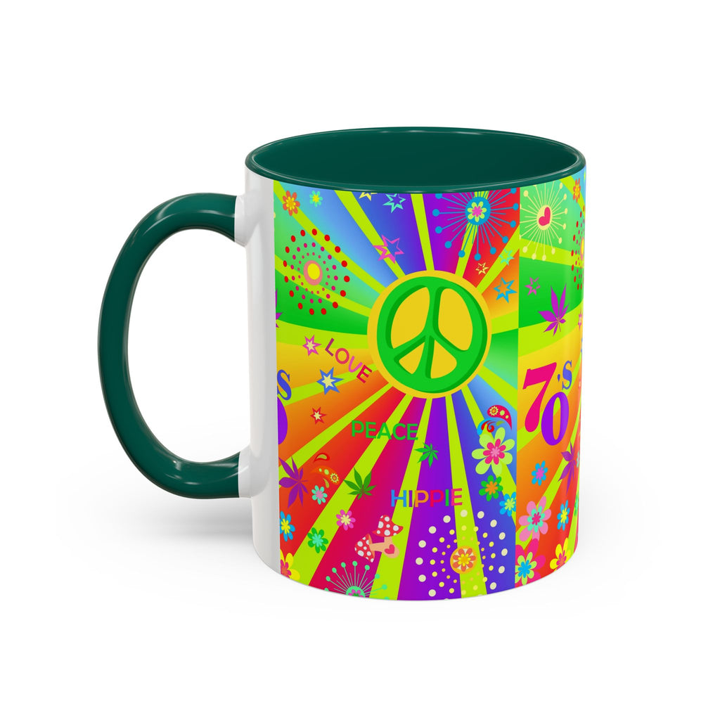 70s Peace Sign Psychedelic Mug | Retro Hippie Rainbow Coffee Cup