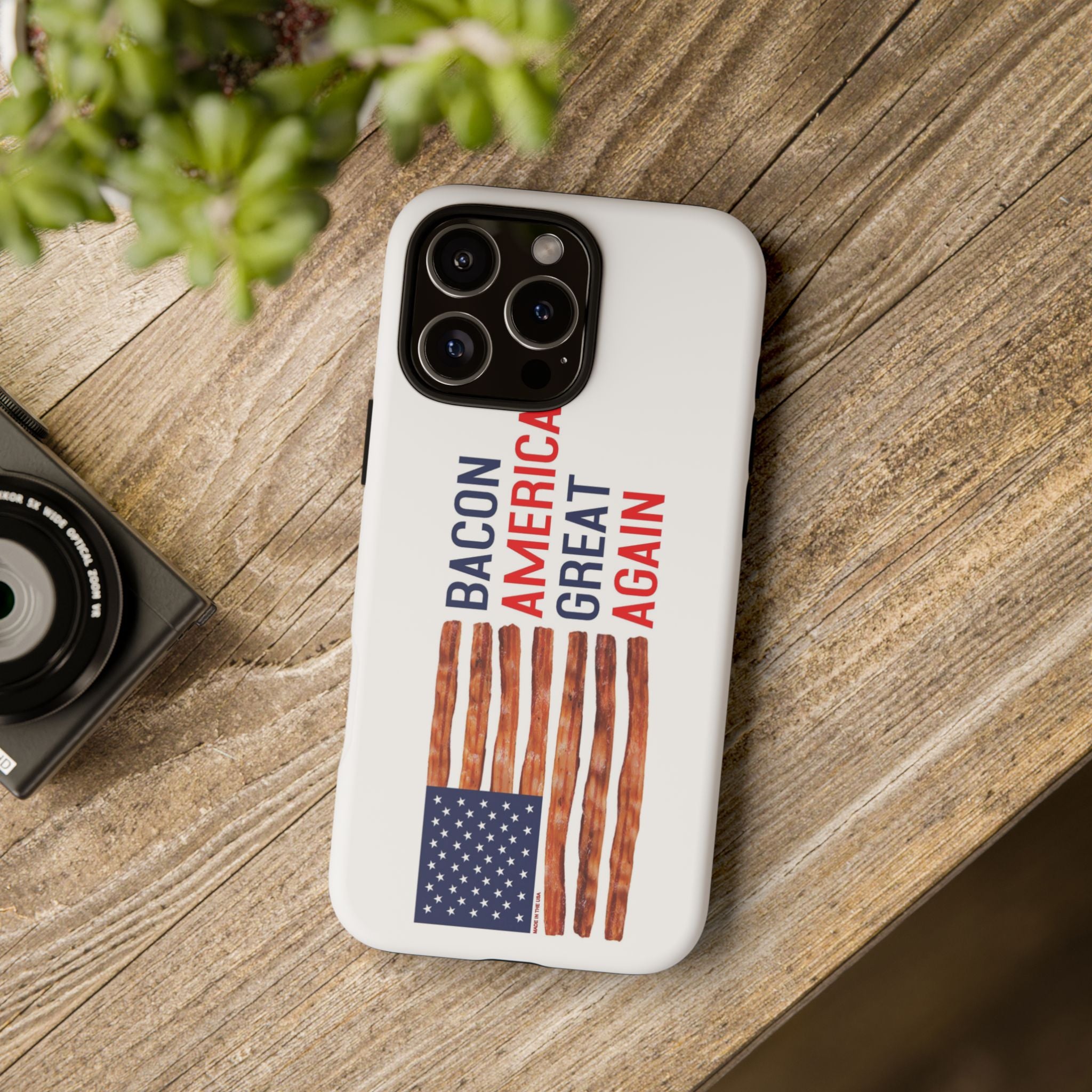 Bacon American Great Again phone case | patriotic bacon flag iPhone case