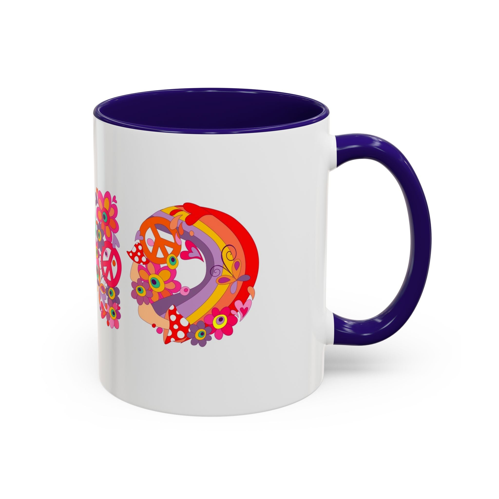 Retro Peace Flower Power Mug | Colorful 70s Hippie Design