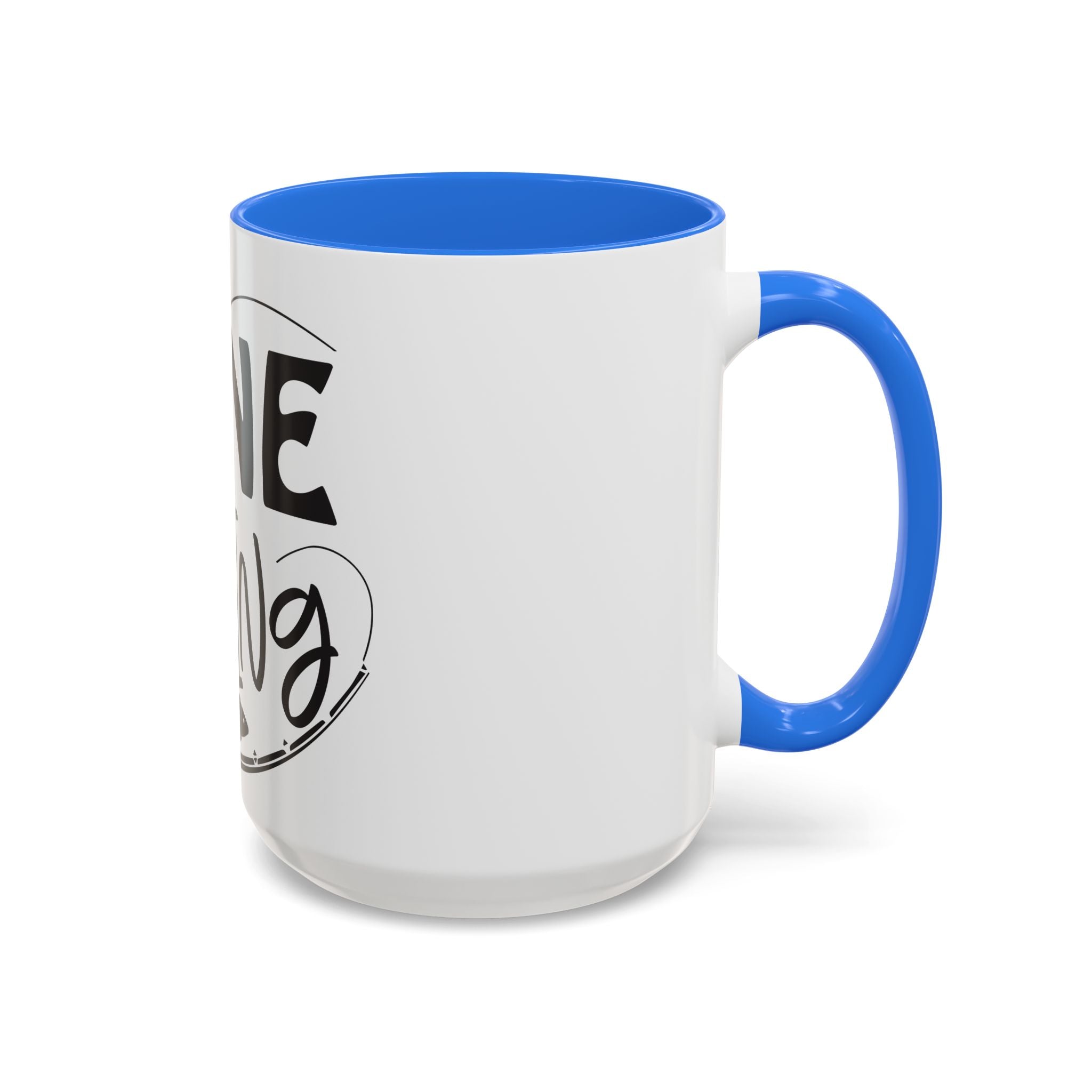 Gone Fishing mug | Fishing typography coffee mug, black handle and rim