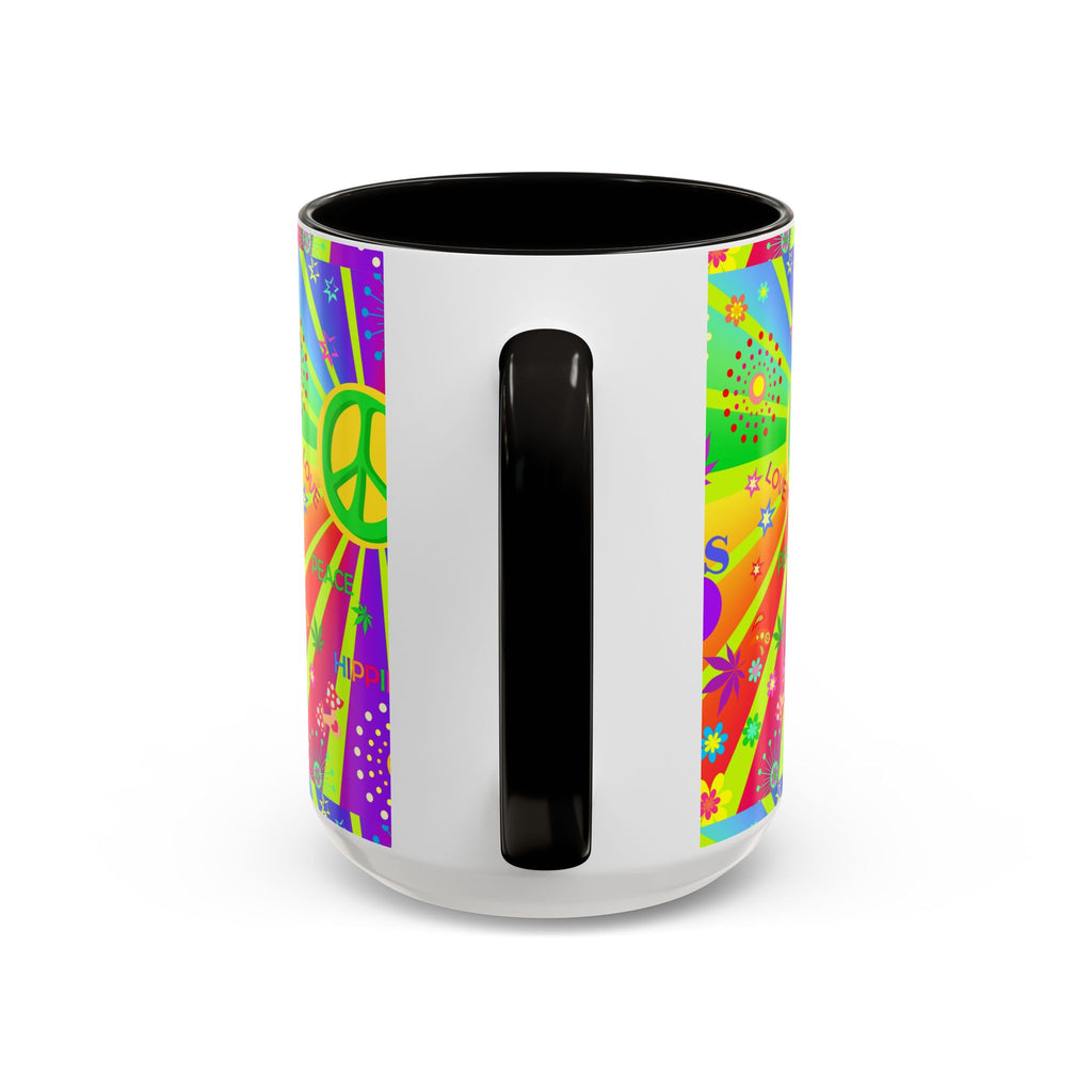 70s Peace Sign Psychedelic Mug | Retro Hippie Rainbow Coffee Cup