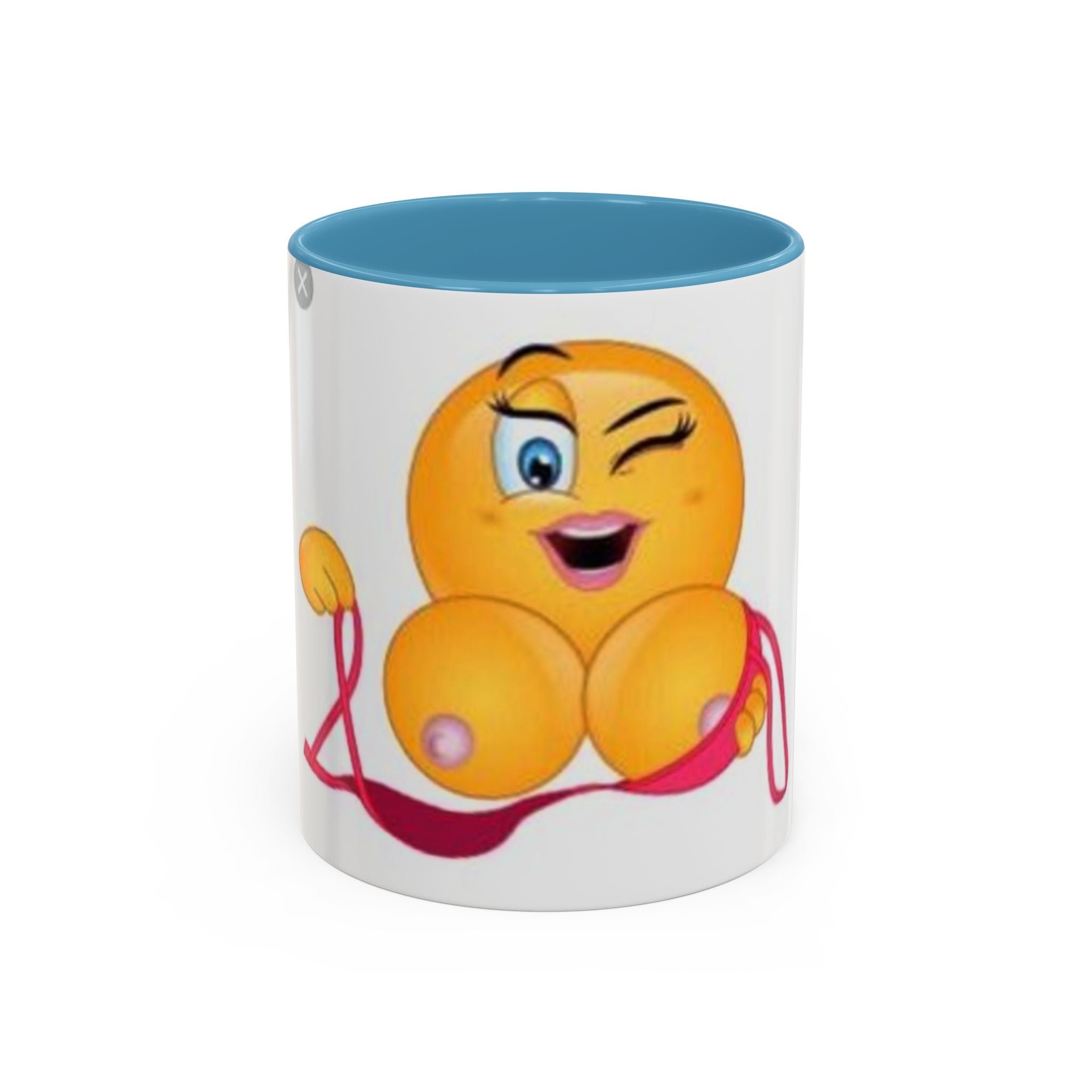 Winking Boob Emoji Mug Accent Coffee Mug | 11oz 15oz