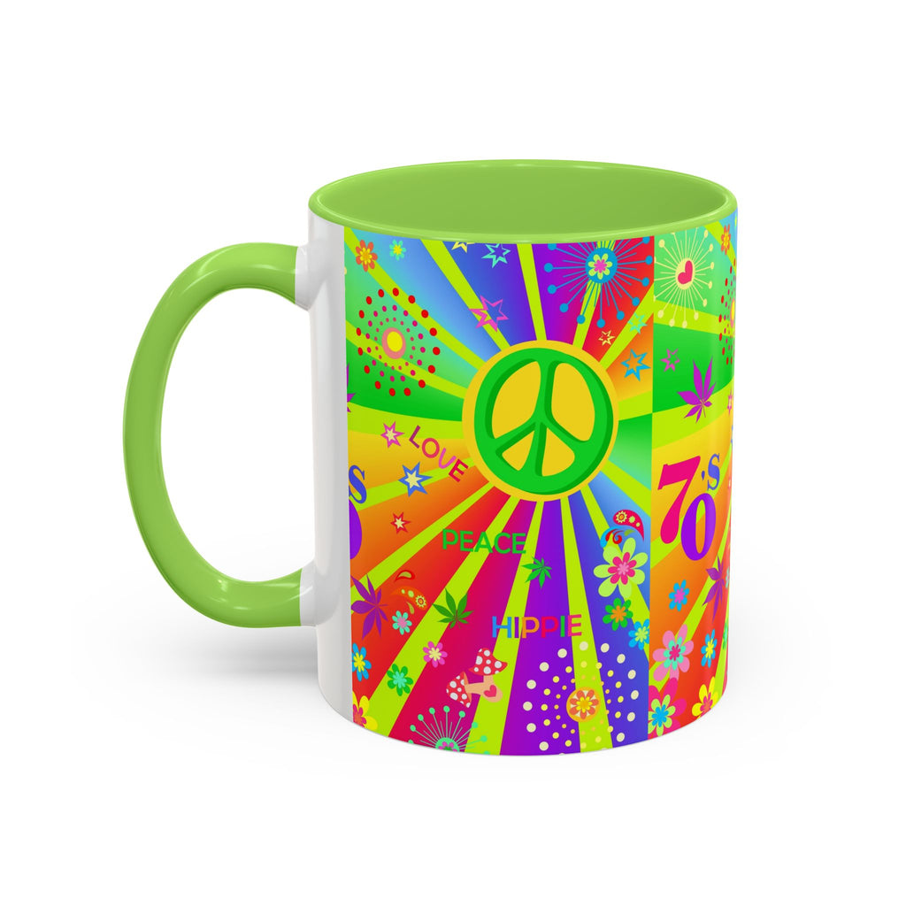 70s Peace Sign Psychedelic Mug | Retro Hippie Rainbow Coffee Cup