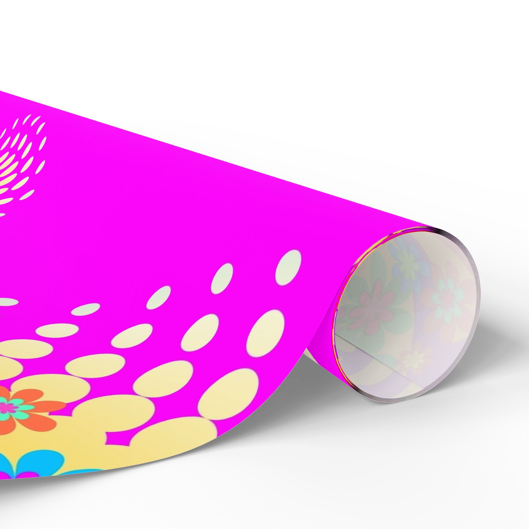 Bright Pink Floral Wrapping Paper Roll — Retro Daisy Gift Wrap