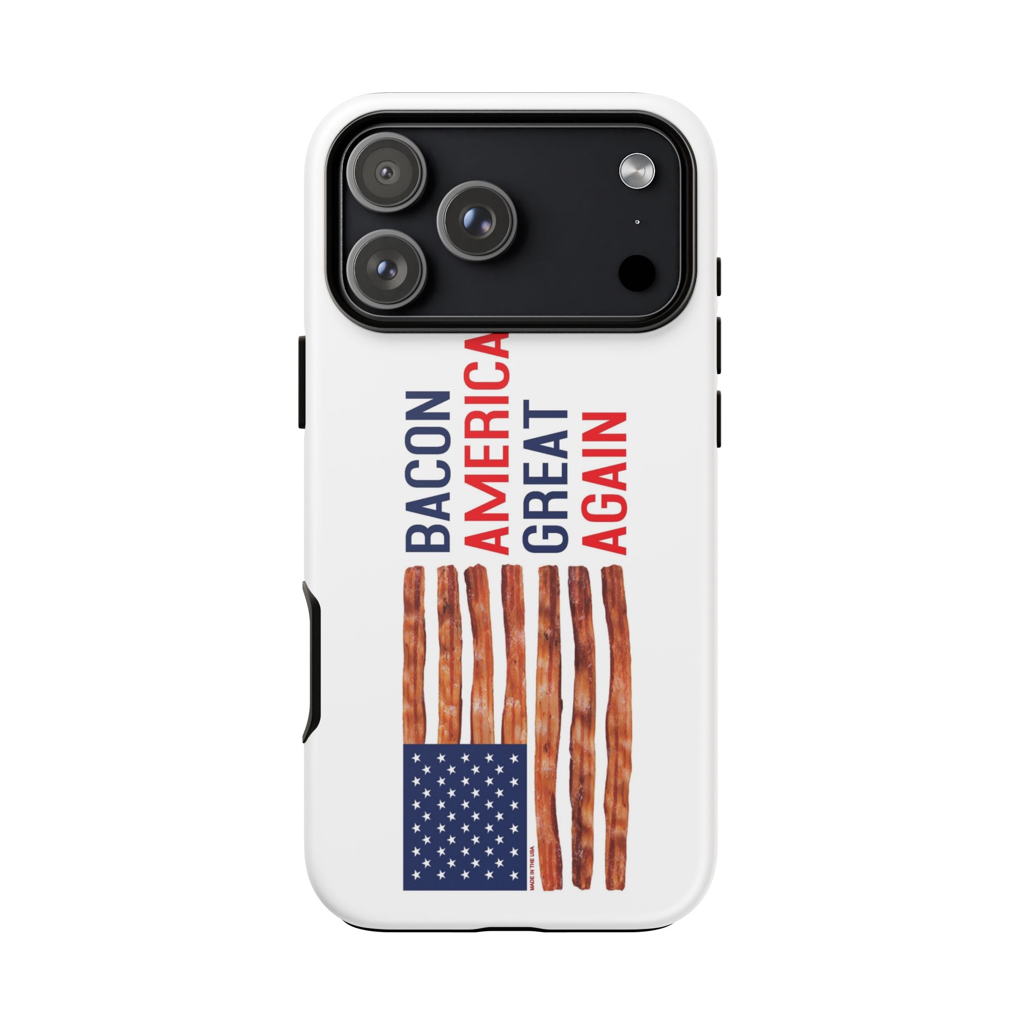 Bacon American Great Again phone case | patriotic bacon flag iPhone case