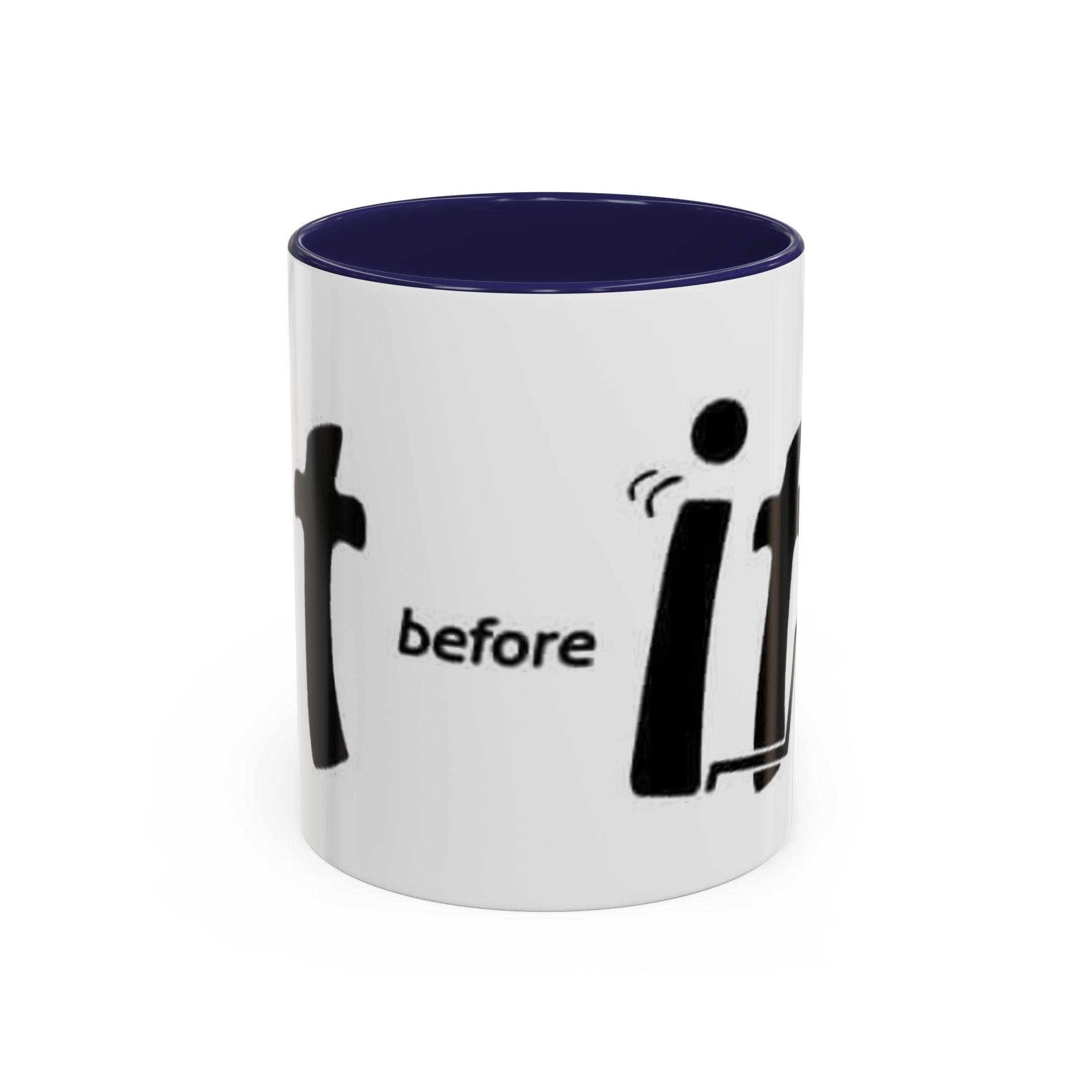 Sit Before It Mug | Funny Stick Figure Coffee Cup, Morning Routine Accent Mug