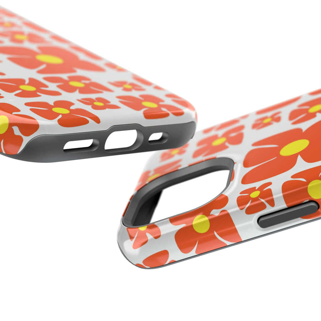 Retro Orange Floral Phone Case | Impact-Resistant Case