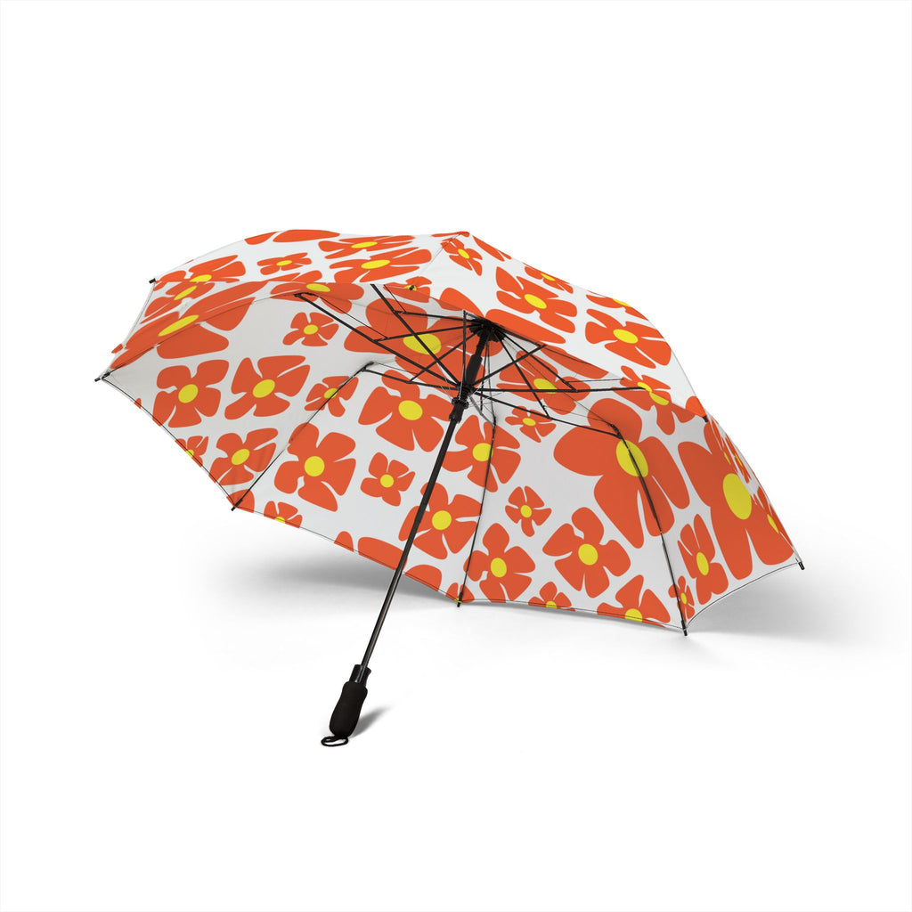 Retro Orange Daisy Pattern Umbrella | Foldable Rain Parasol