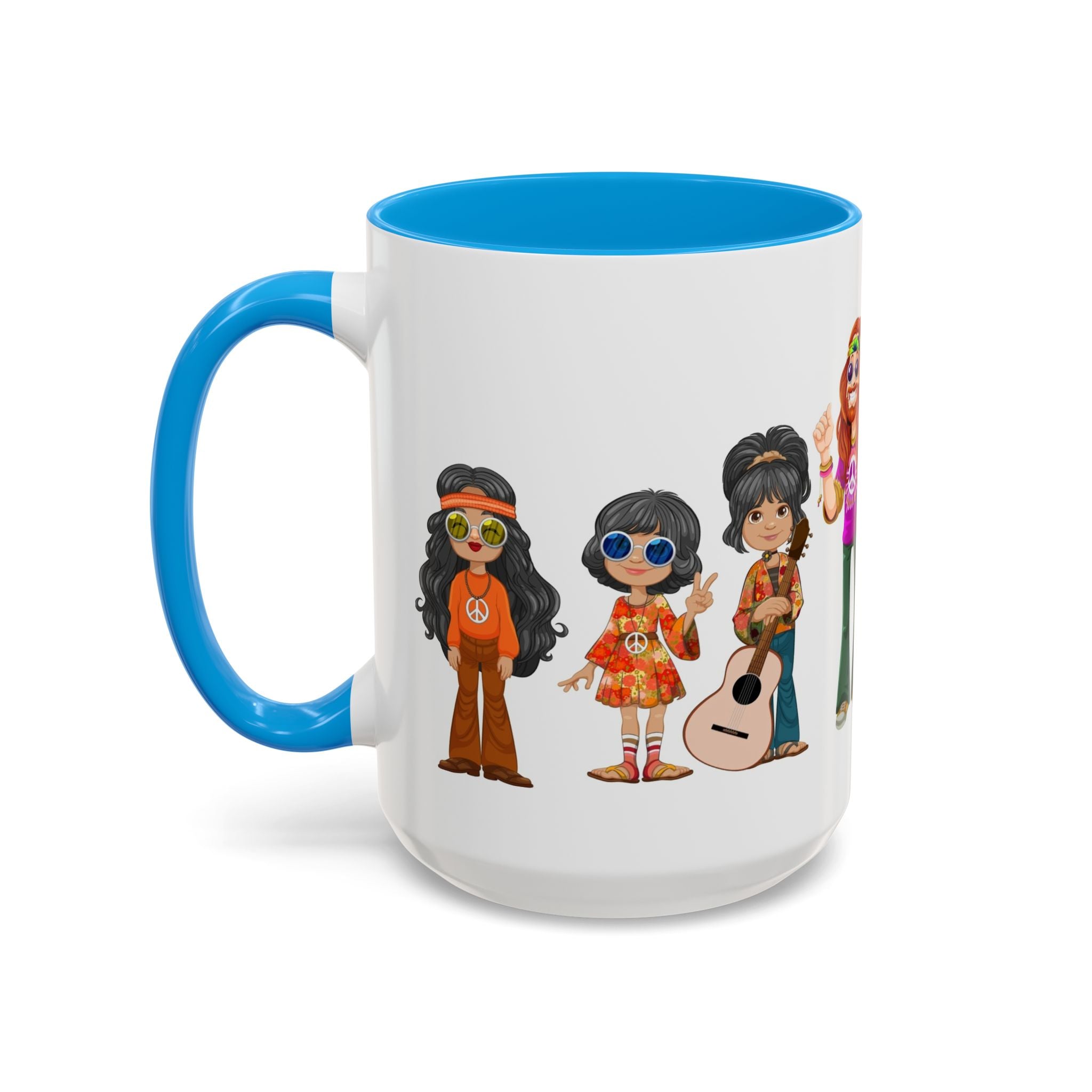 Retro Hippie Characters Mug | 11oz or 15oz Color Accent Ceramic