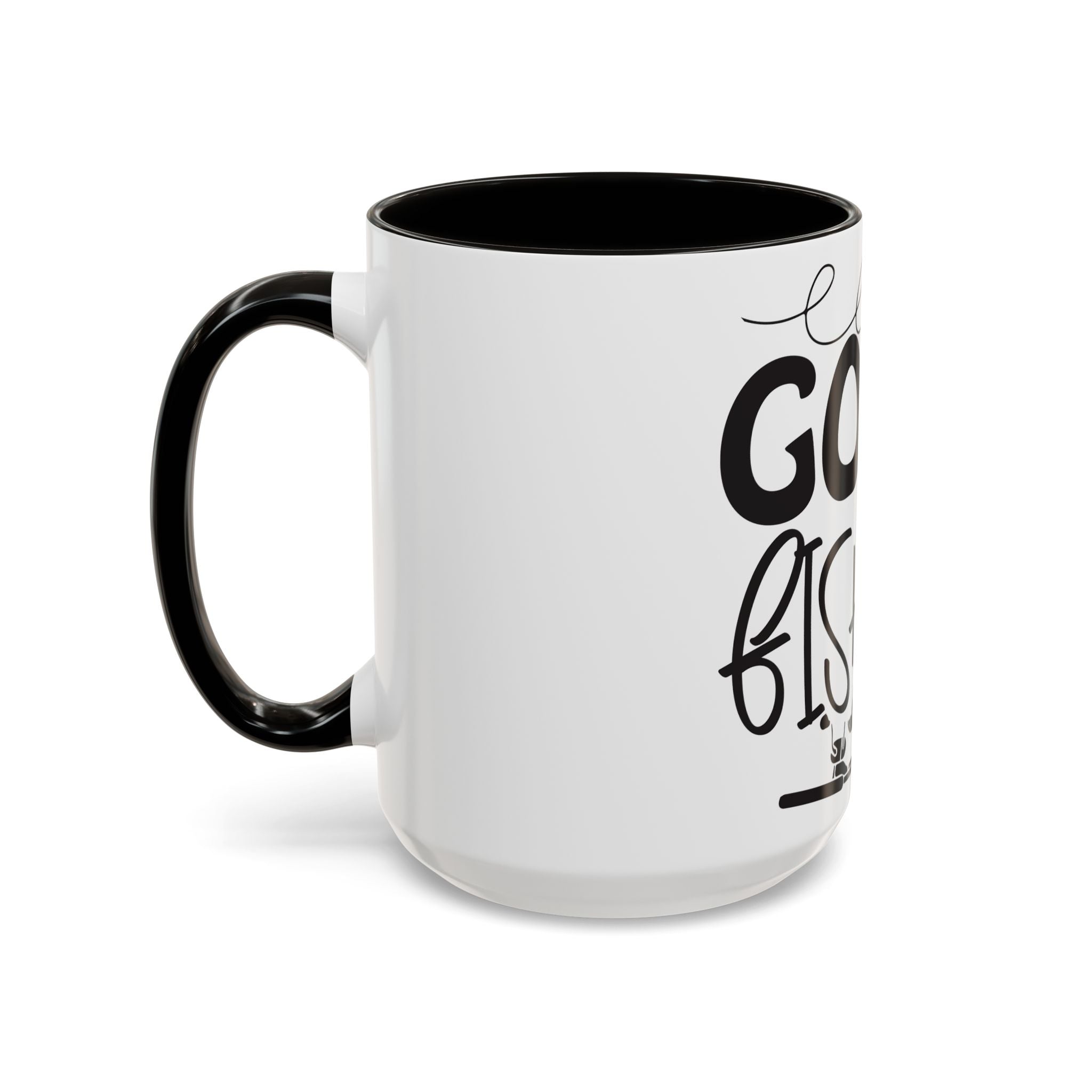 Gone Fishing mug | Fishing typography coffee mug, black handle and rim