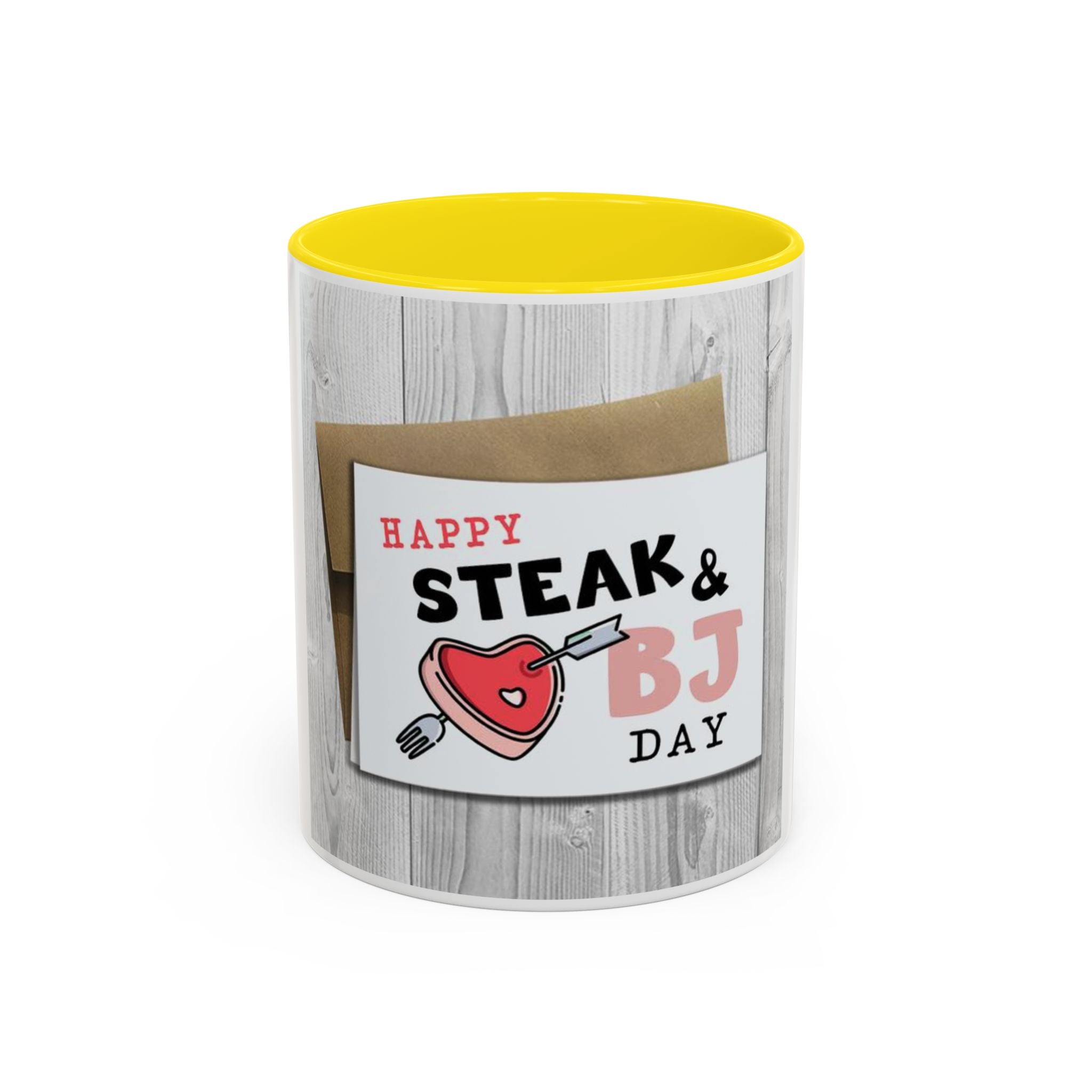 Happy Steak & BJ Day Mug | Novelty Coffee Mug, Humorous Holiday Design