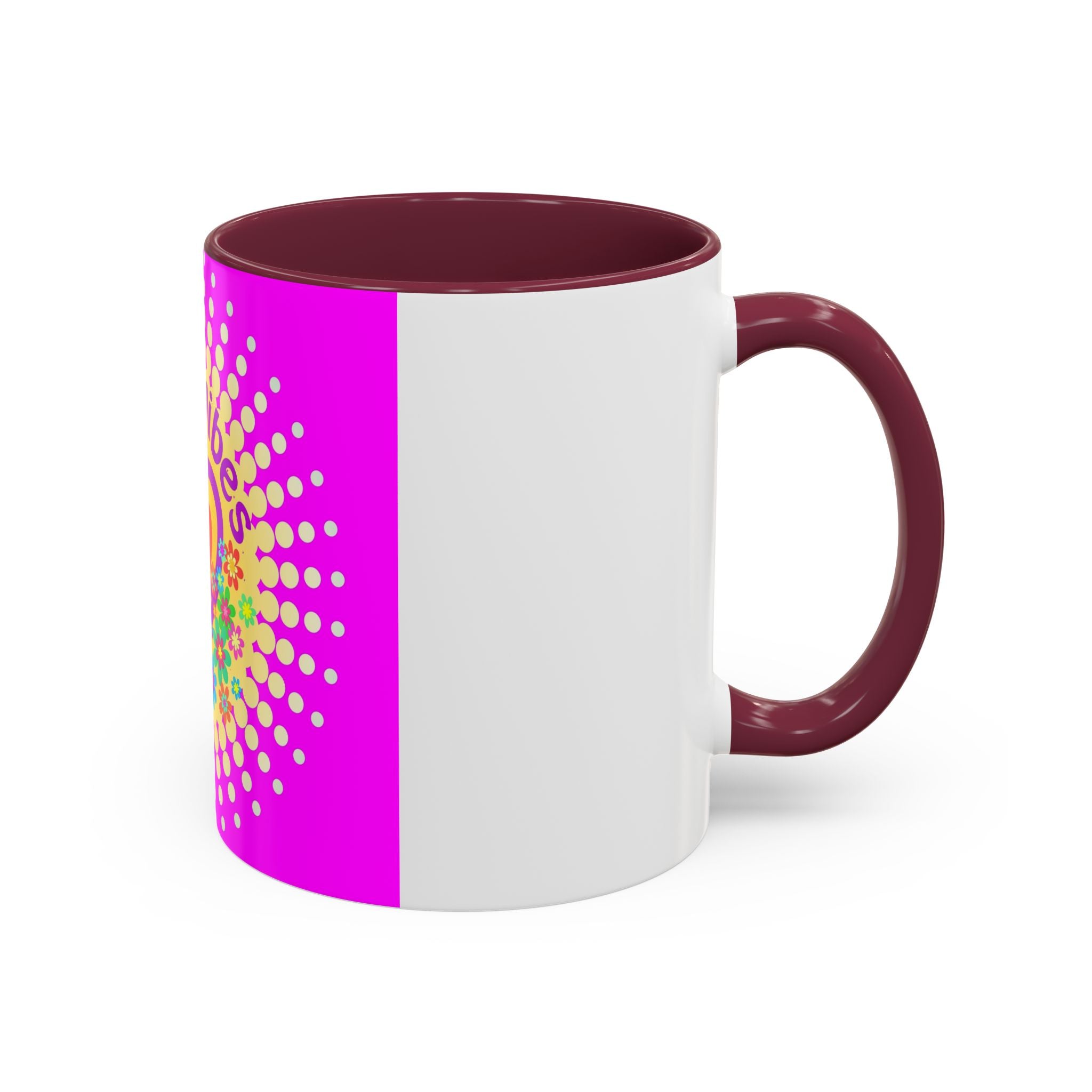 Good Vibes Peace Heart Floral Mug | Colorful 11oz 15oz Ceramic