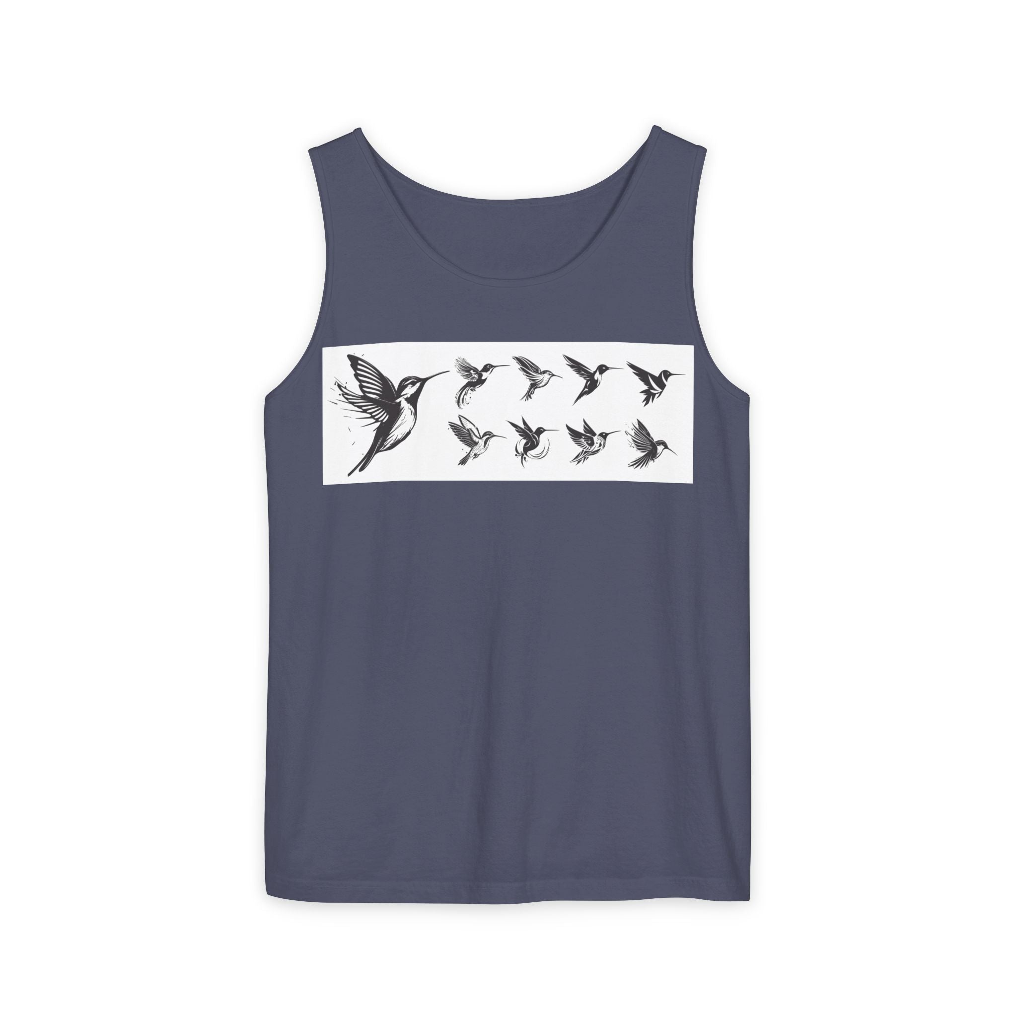 Hummingbird Flight Pattern Tank Top | Bird Silhouette Nature Tee