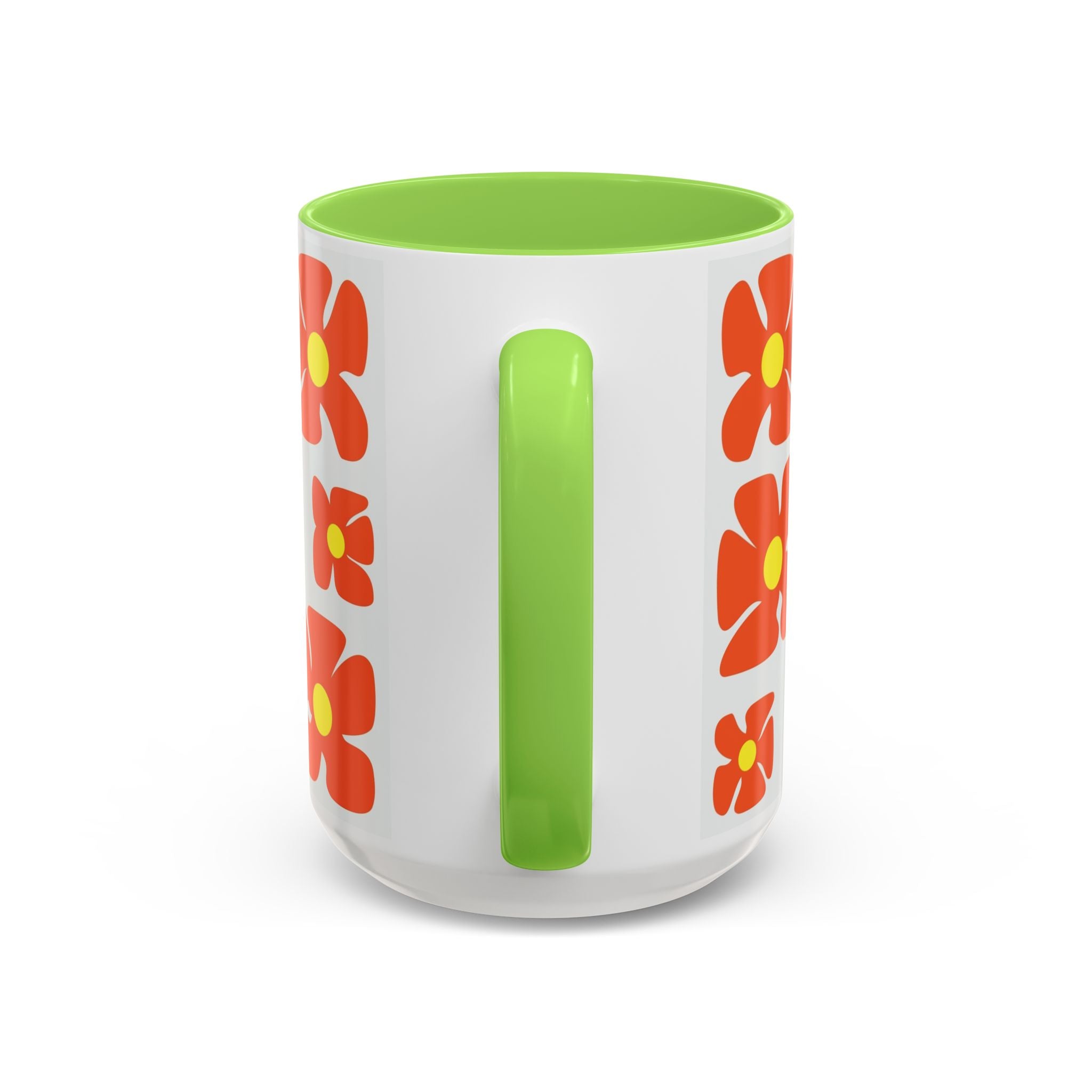Retro Orange Flower Pattern Mug | 11oz 15oz Colorful Ceramic