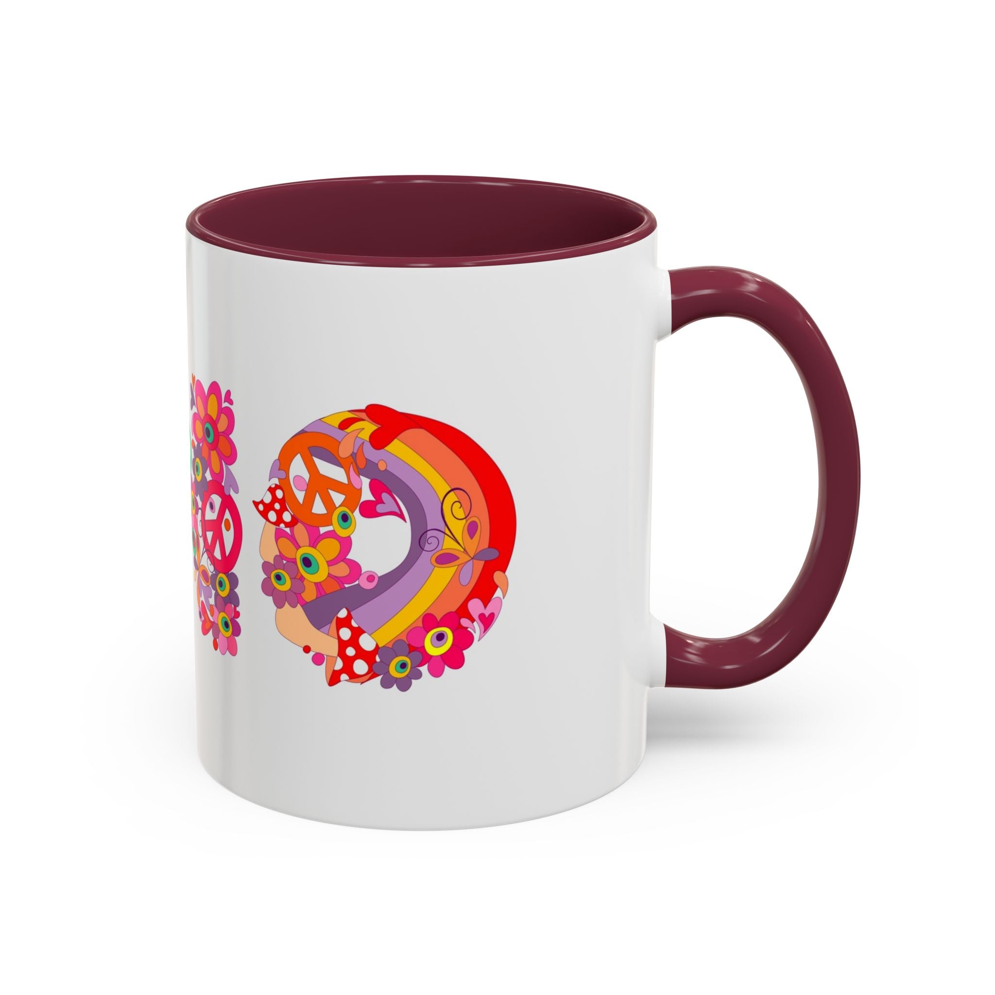 Retro Peace Flower Power Mug | Colorful 70s Hippie Design