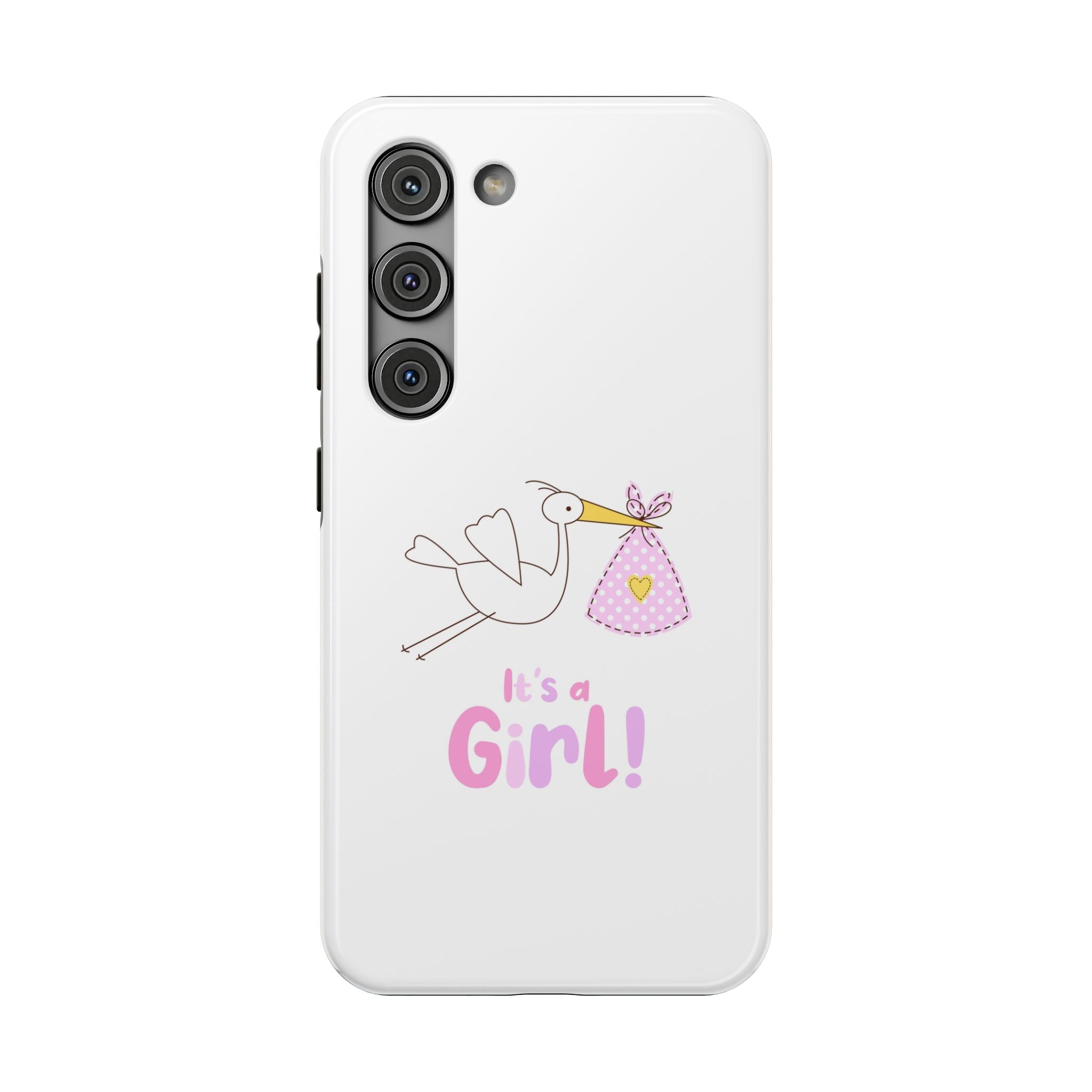 Phone Case - "It's a Girl!" Stork Baby Announcement Impact-Resistant Case