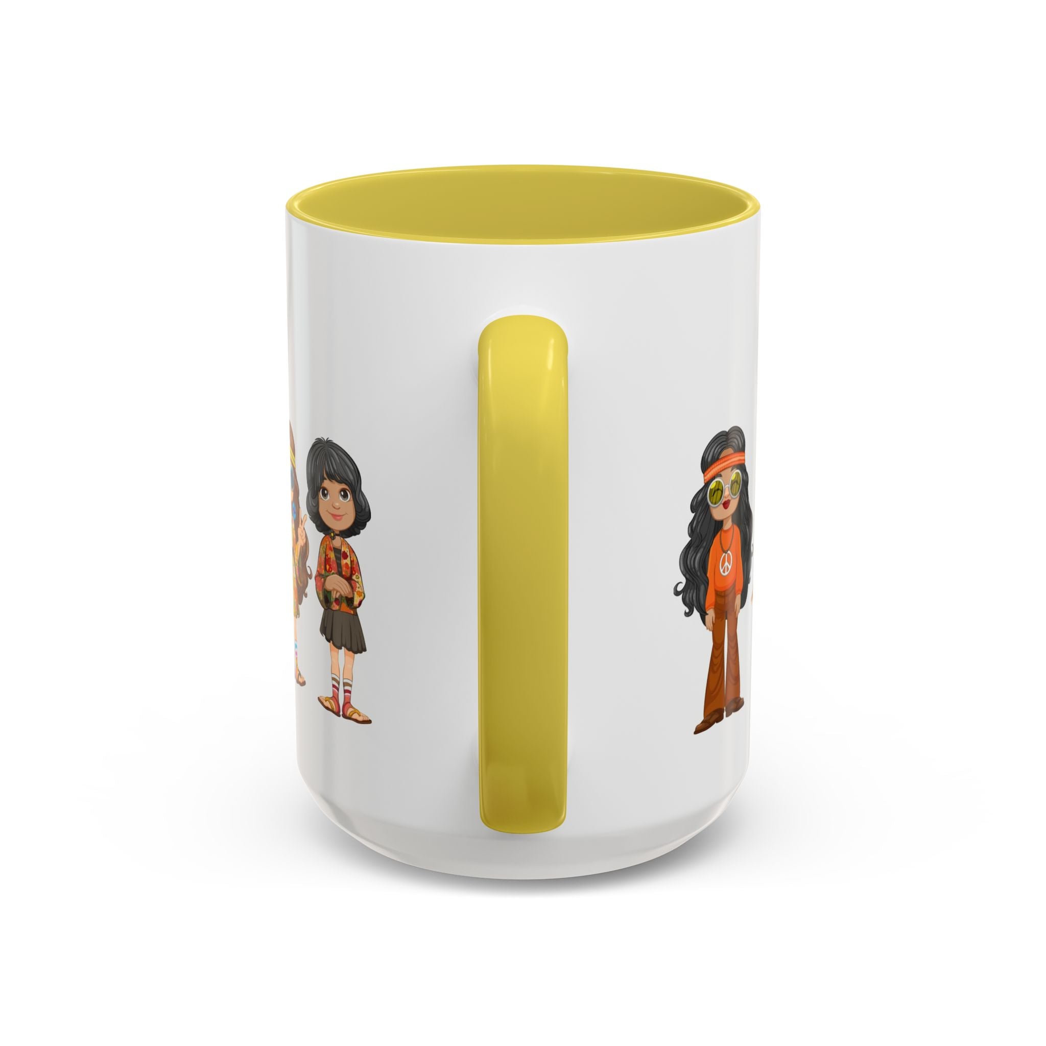 Retro Hippie Characters Mug | 11oz or 15oz Color Accent Ceramic