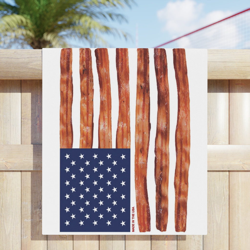 Bacon America Great Again Beach Towel | American Flag Bacon Strips