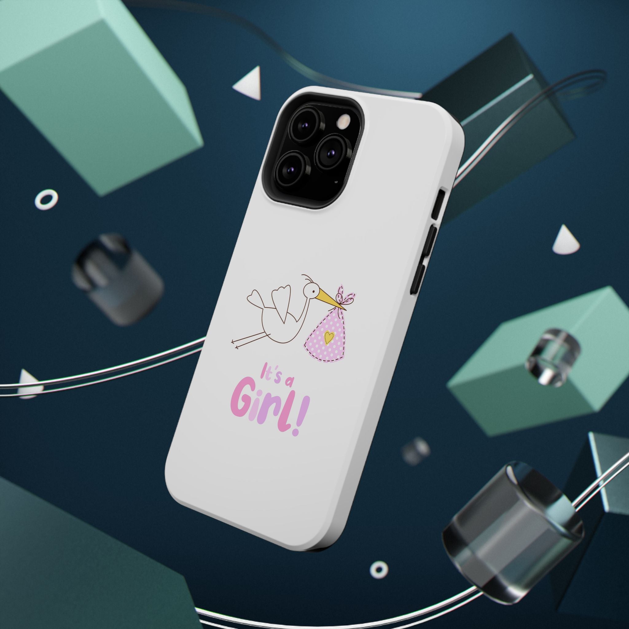 Phone Case - "It's a Girl!" Stork Baby Announcement Impact-Resistant Case