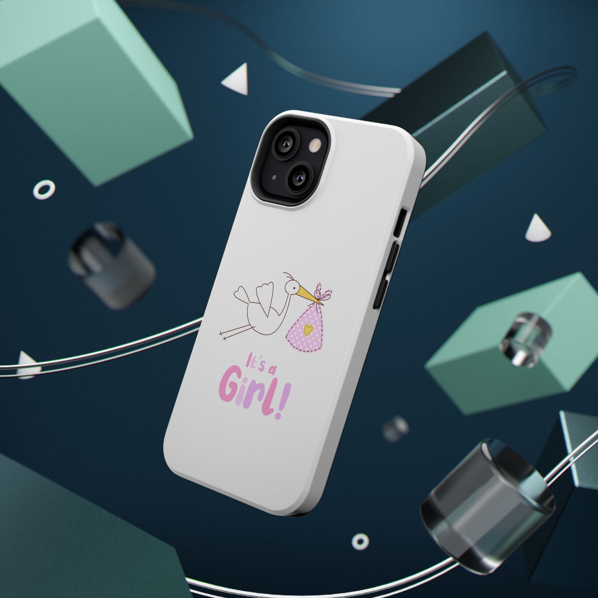 Phone Case - "It's a Girl!" Stork Baby Announcement Impact-Resistant Case