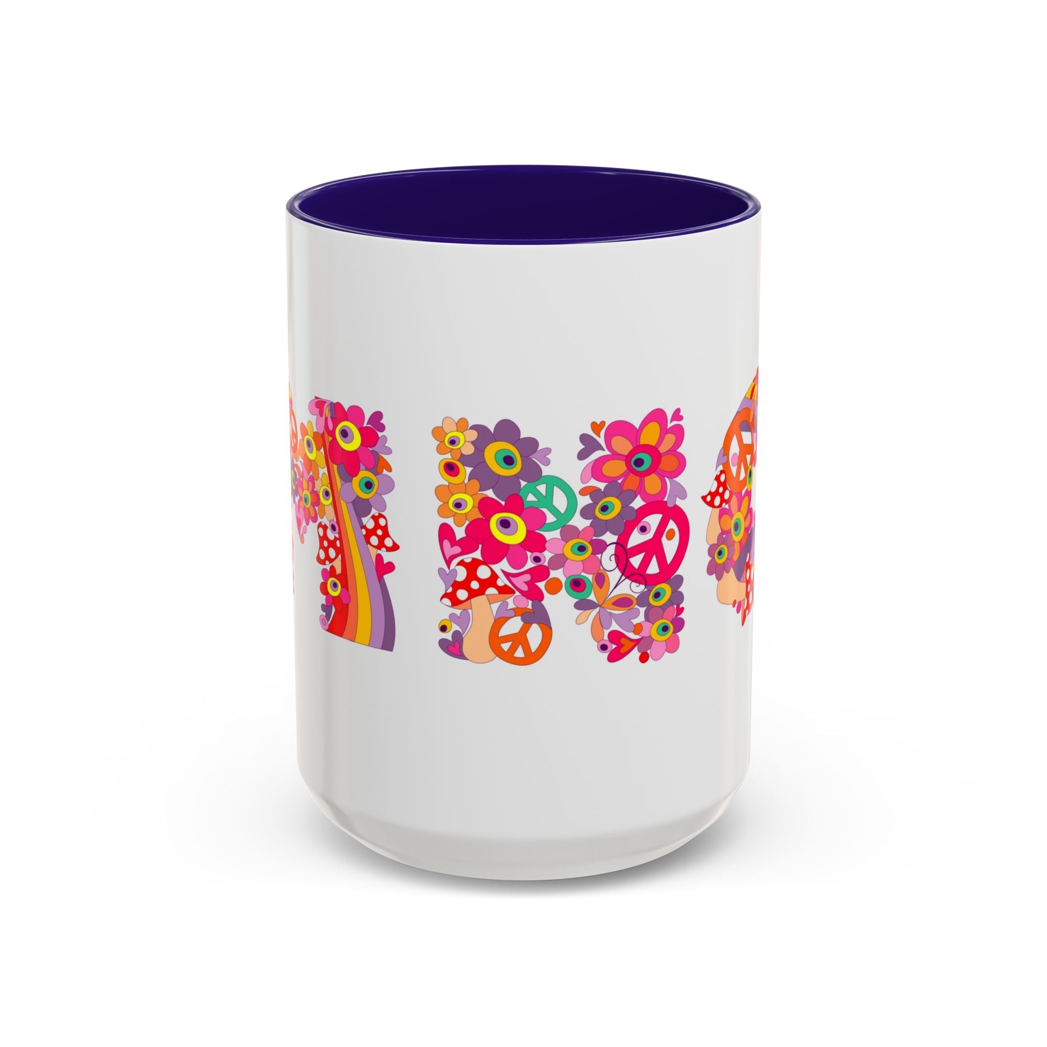 Retro Peace Flower Power Mug | Colorful 70s Hippie Design