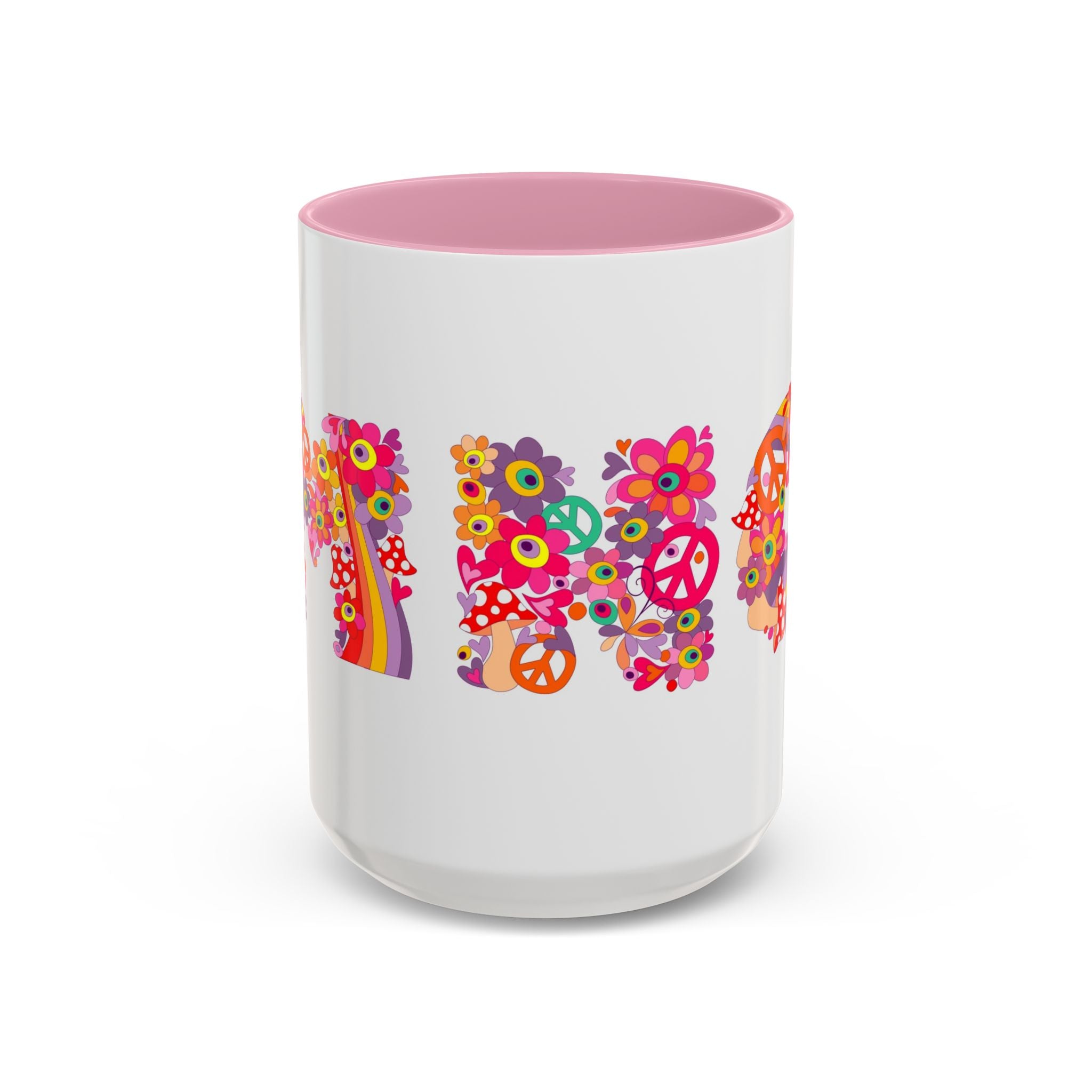 Retro Peace Flower Power Mug | Colorful 70s Hippie Design