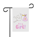 Stork with Pink Bundle It's a Girl! Garden Flag | House Banner