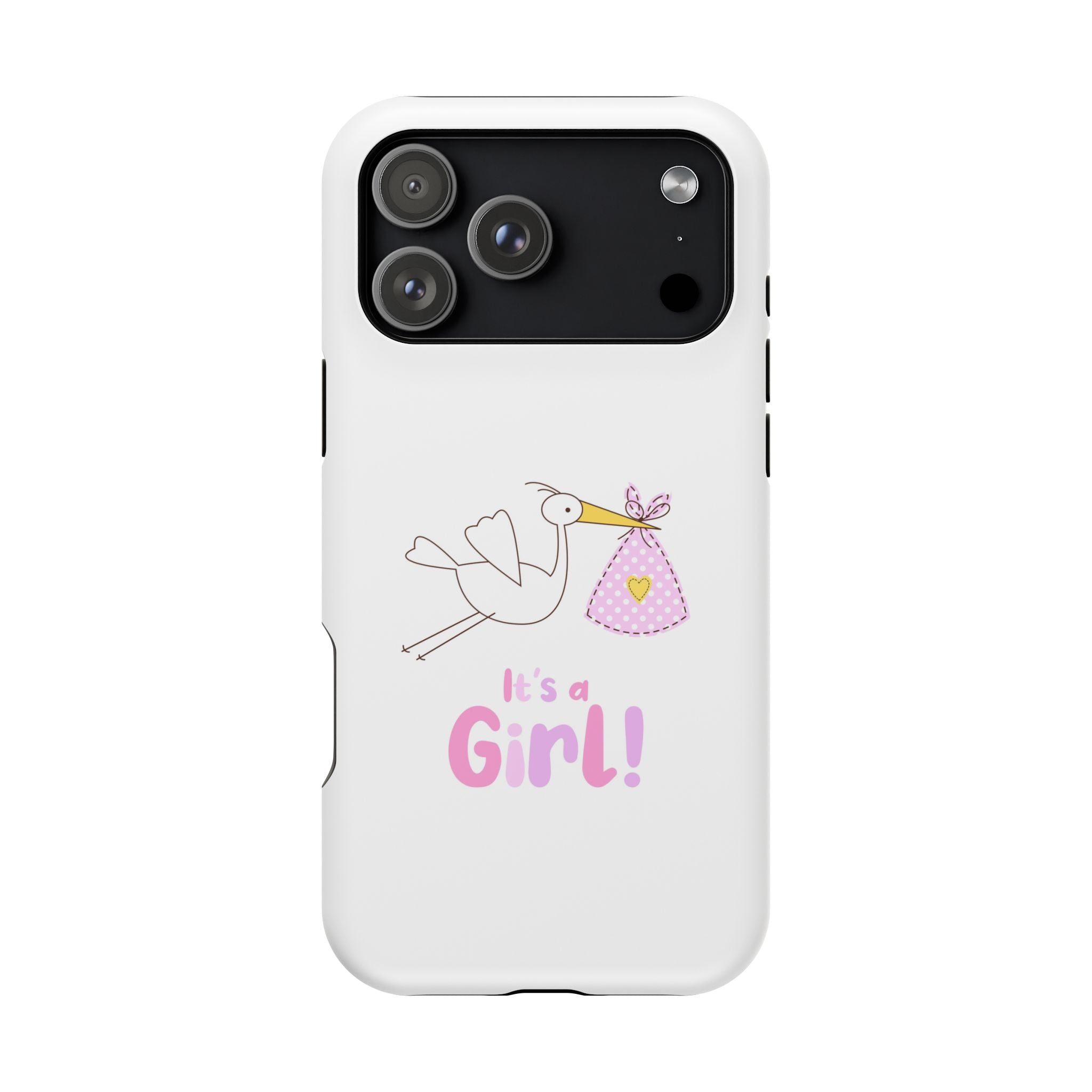 Stork carrying bundle "It's a Girl!" Phone Case | Impact-Resistant Case