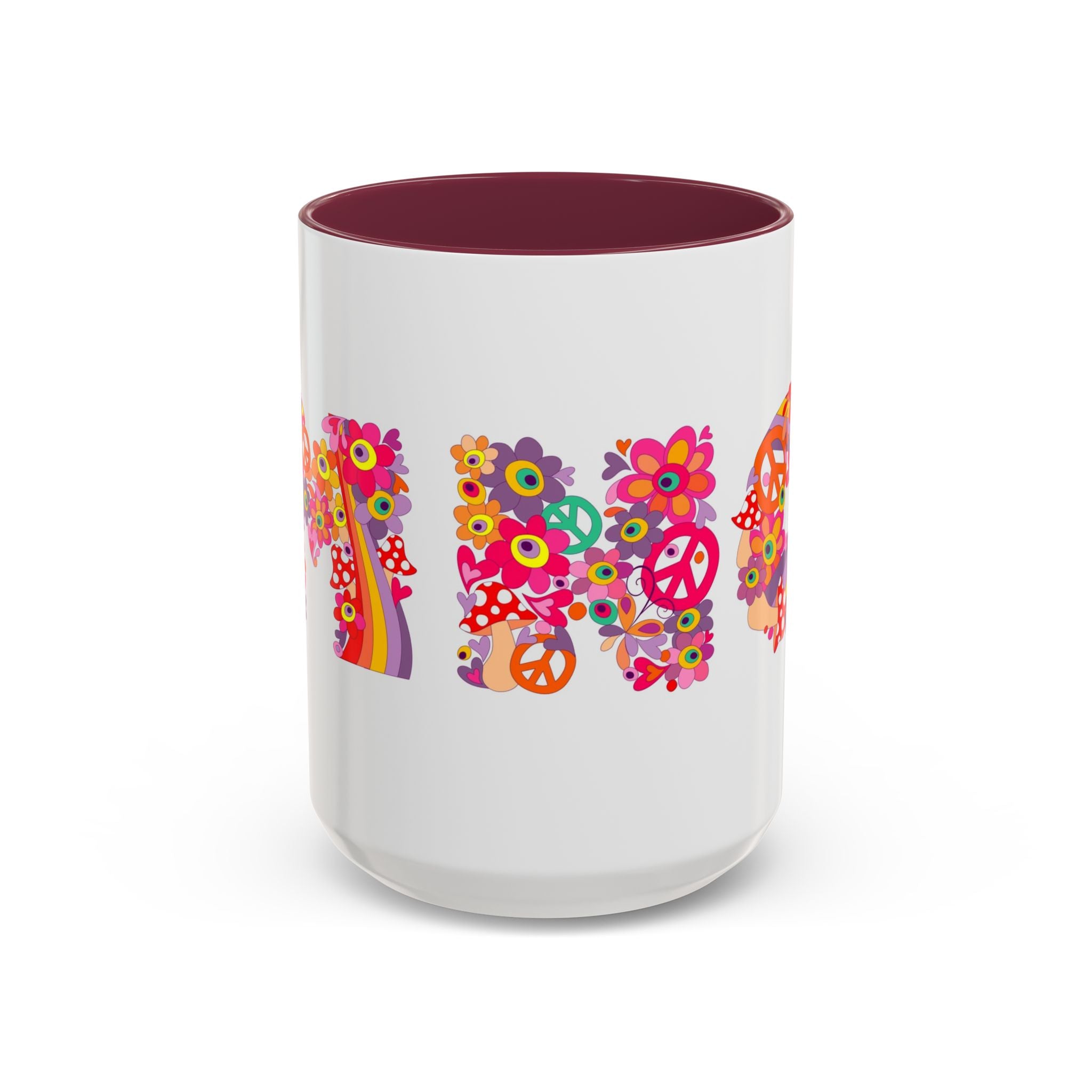 Retro Peace Flower Power Mug | Colorful 70s Hippie Design