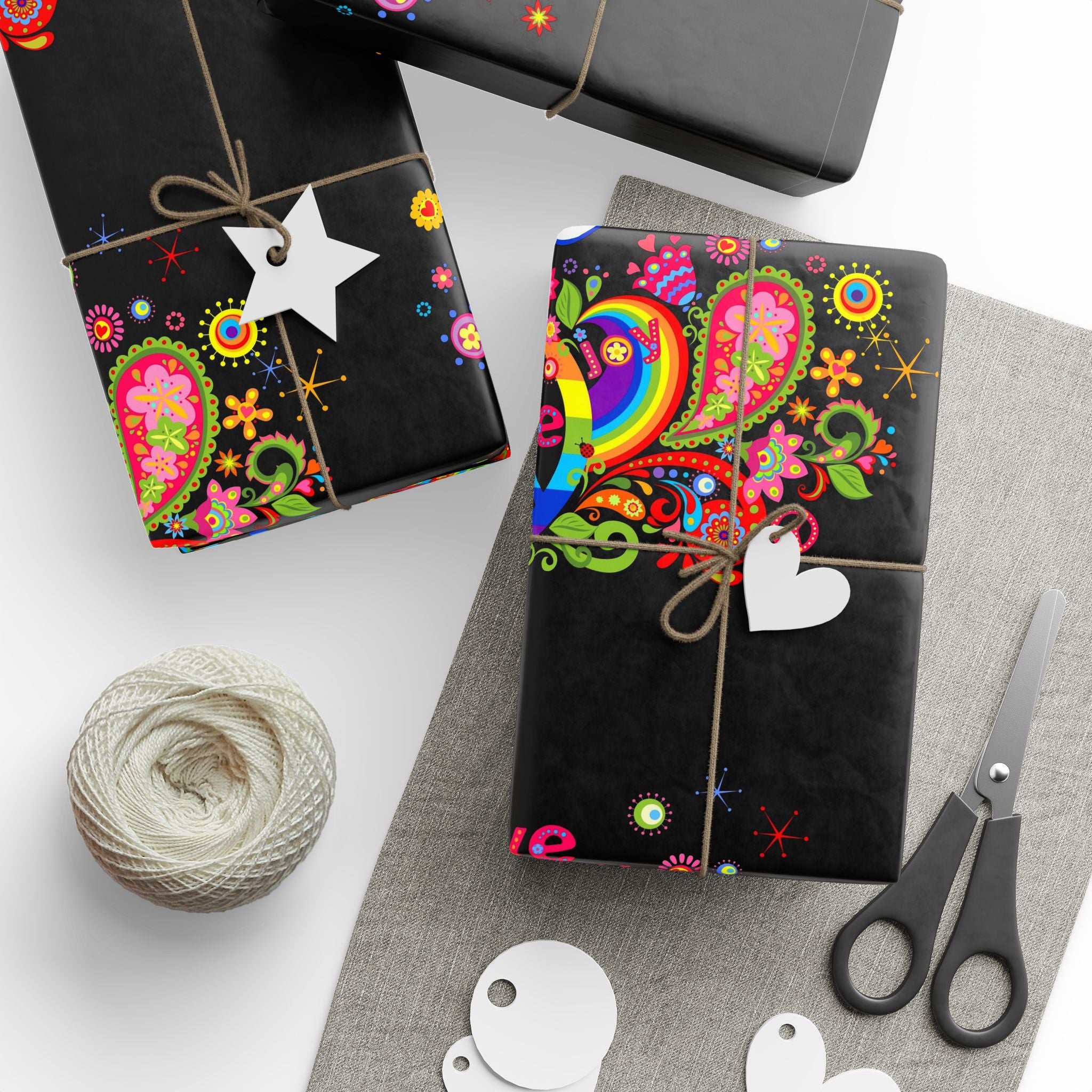 Colorful Floral Skull Wrapping Paper | Roll